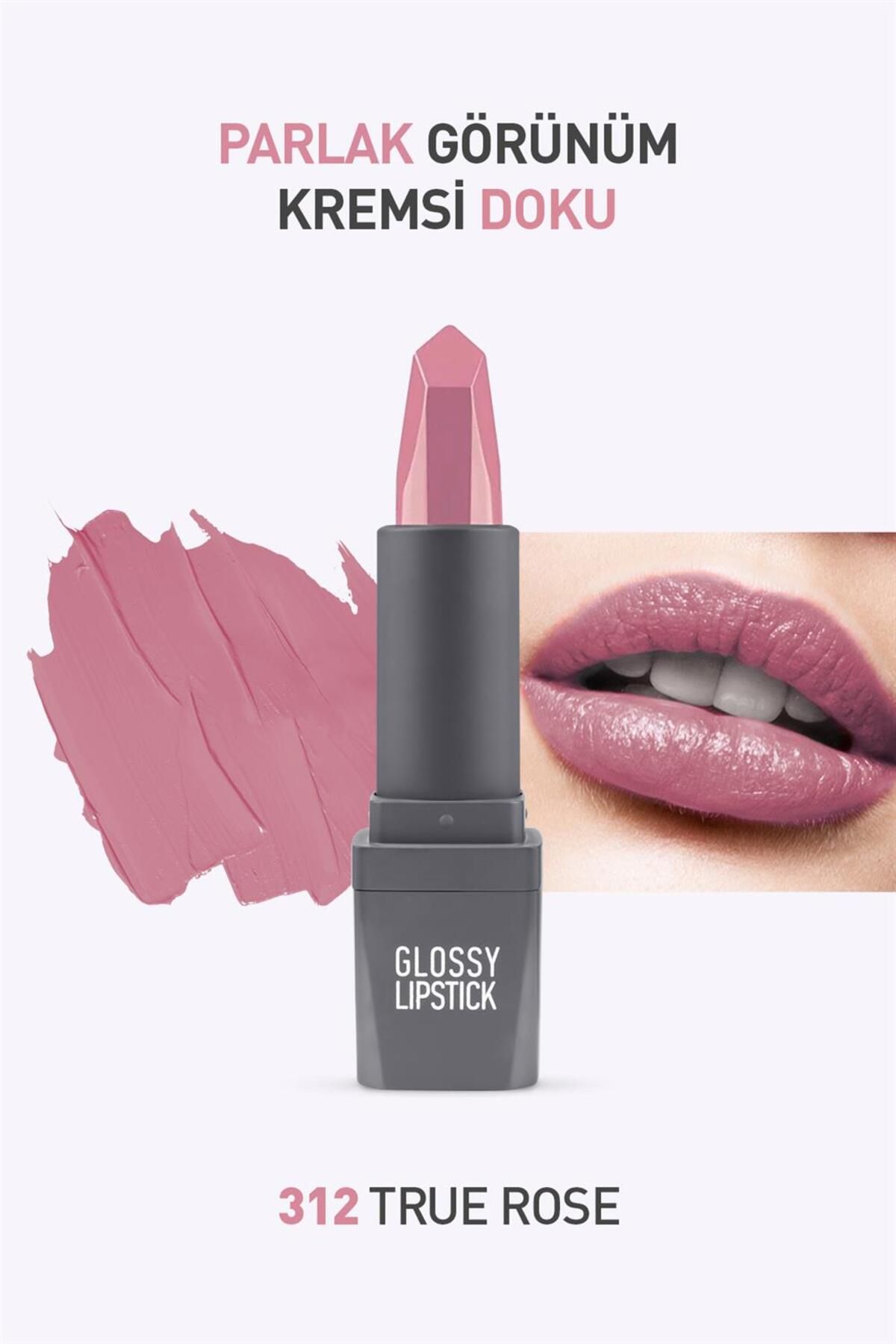 Alix Avien 312 True Rose Parlak Ruj - Nemlendirici Etkili Pürüzsüz Dudak Görünümü - Glossy Lipstick