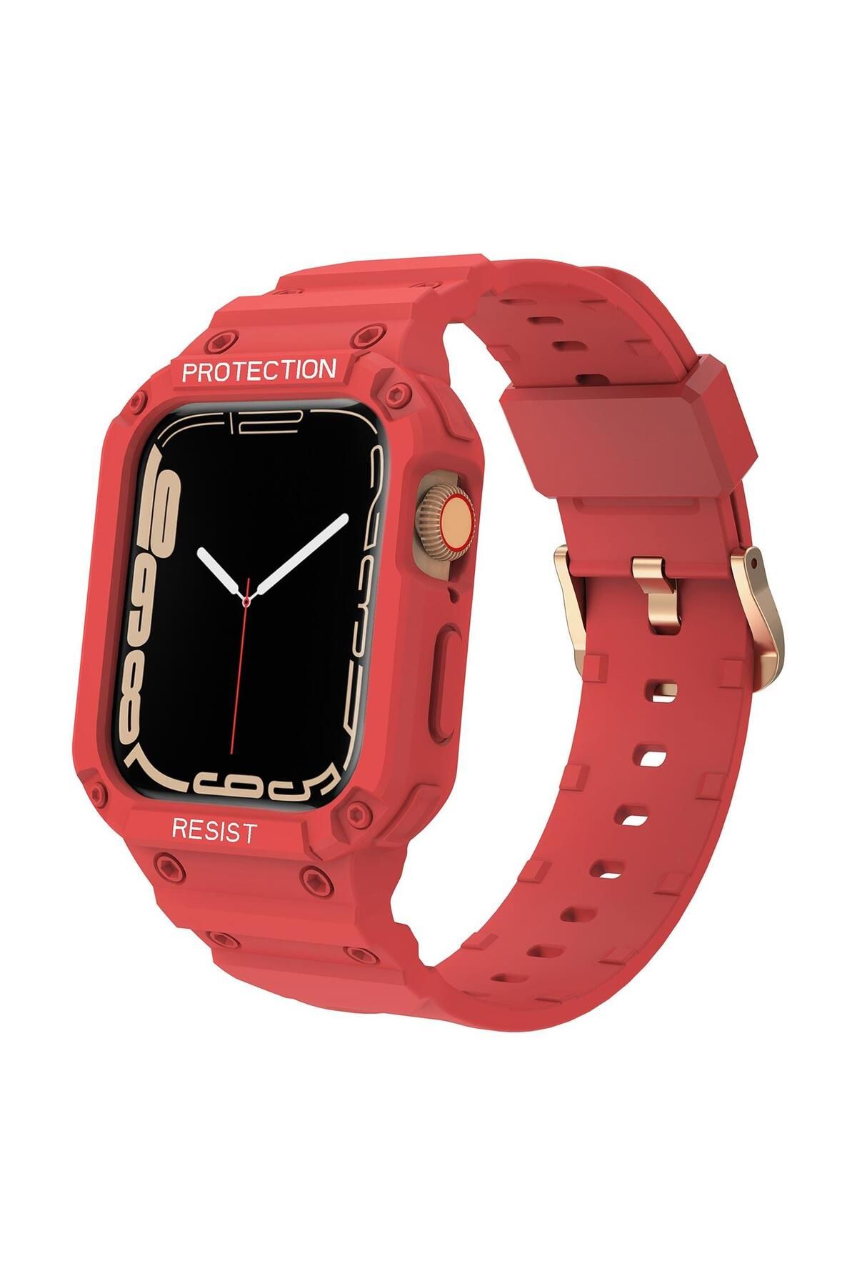 Microsonic Apple Watch 8 45mm Kordon Single Apex Resist Kırmızı (Watch Series 8 45mm ile Uyumlu)