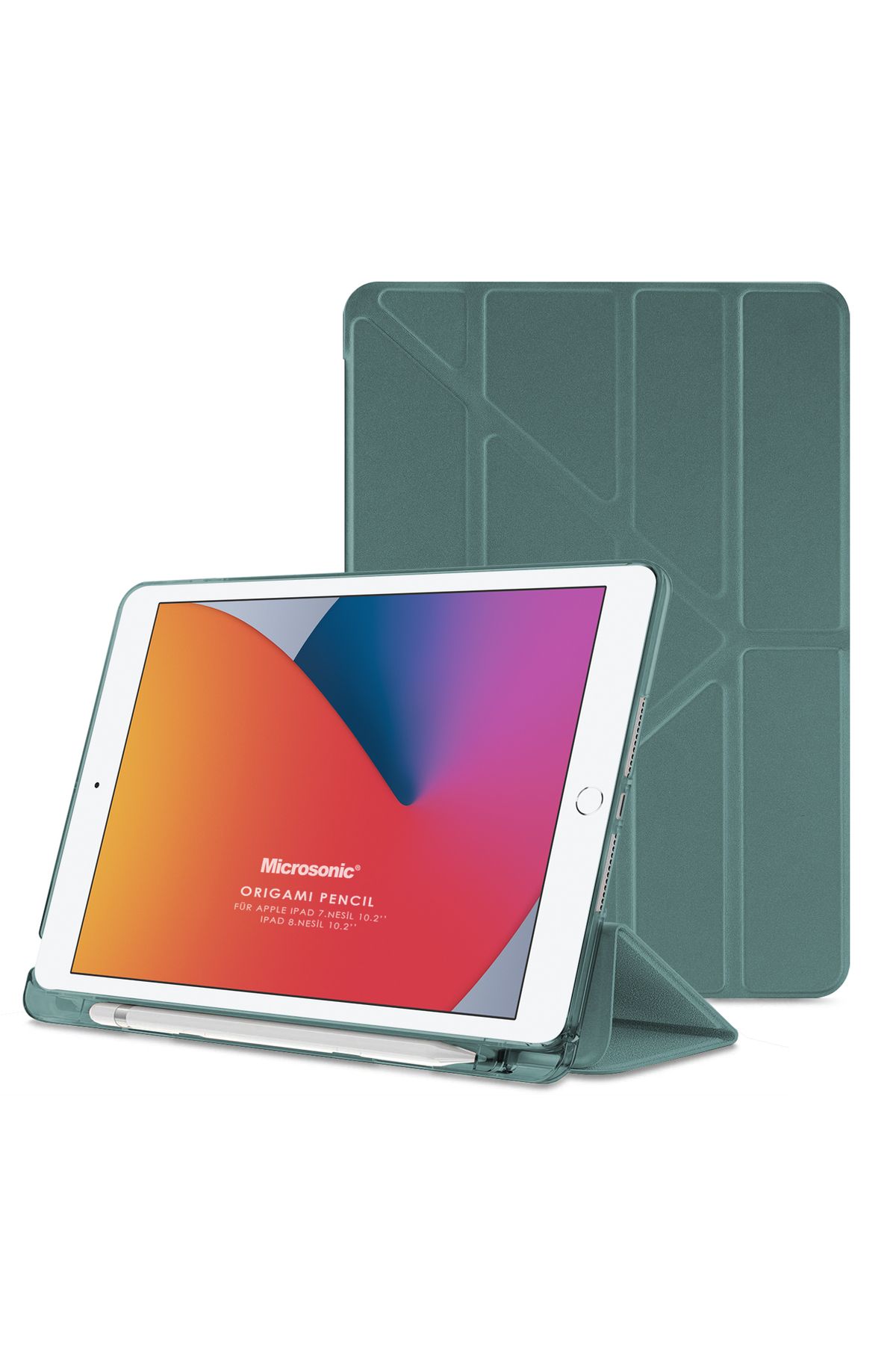 Microsonic Uyumlu Apple iPad 10.2'' 7. Nesil Kılıf (A2197-A2200-A2198) Origami Koyu Yeşil (iPad 10.2 için)