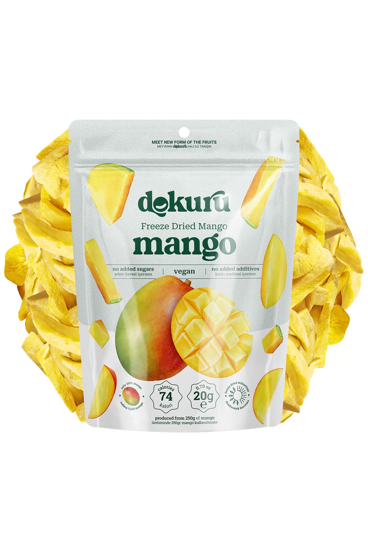 dokuru Mango Kuru Meyve Cipsi - Dondurularak Kurutulmuş Freeze Dried Çıtır Mango