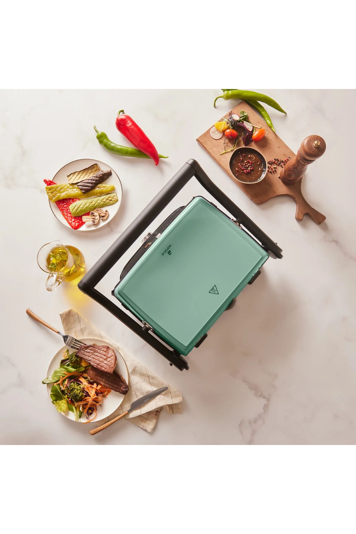 Karaca Gastro Grill Glass Premium 2400W Tost ve Izgara Makinesi Blue Mist