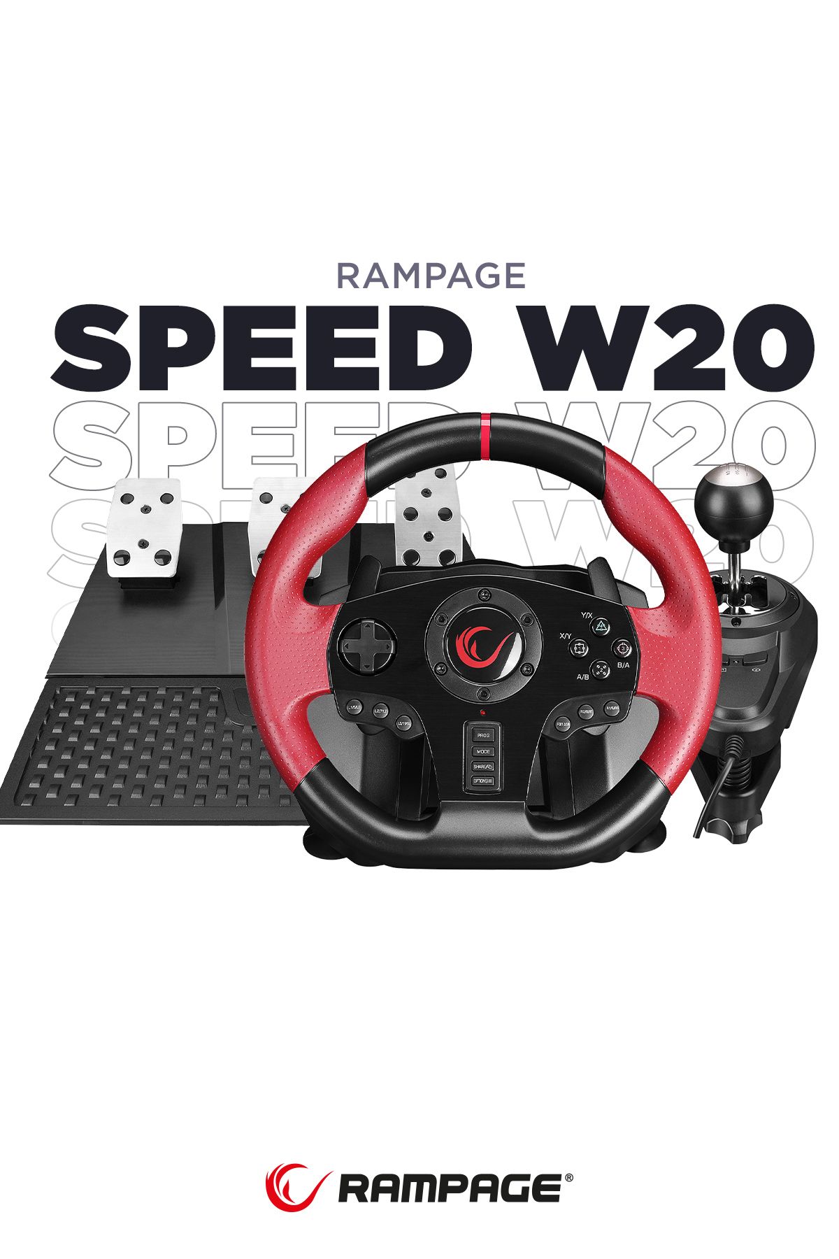 Rampage Speed W20 Ps3/ps4/pc/xboxone/xbox360 /swıtch 3 Pedallı -el Vitesli Gaming Oyuncu Direksiyonu