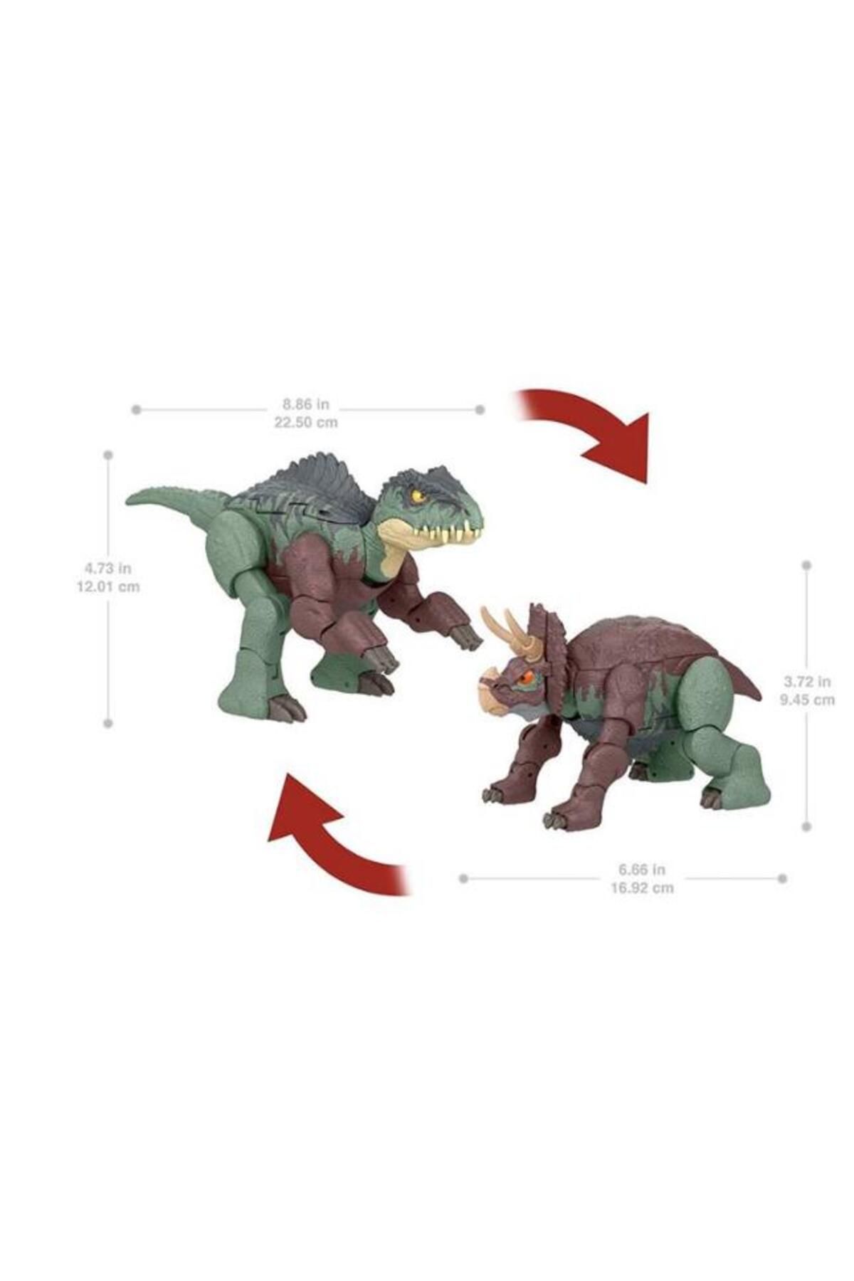 Mattel Jurassic World Değişim Serisi Çifte Tehlike Büyük Dinozor Figürleri HPD33-HPD34