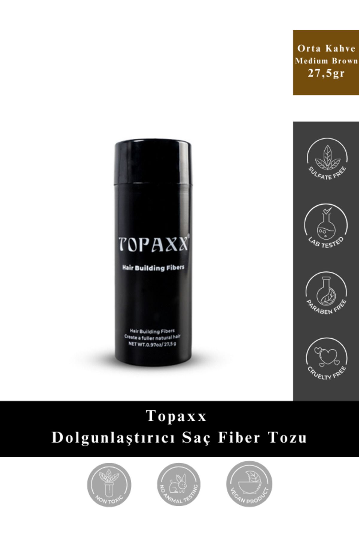 Topaxx Orta Kahve/medium Brown Dolgunlaştırıcı Saç Fiber Topik Tozu 27,5 gr