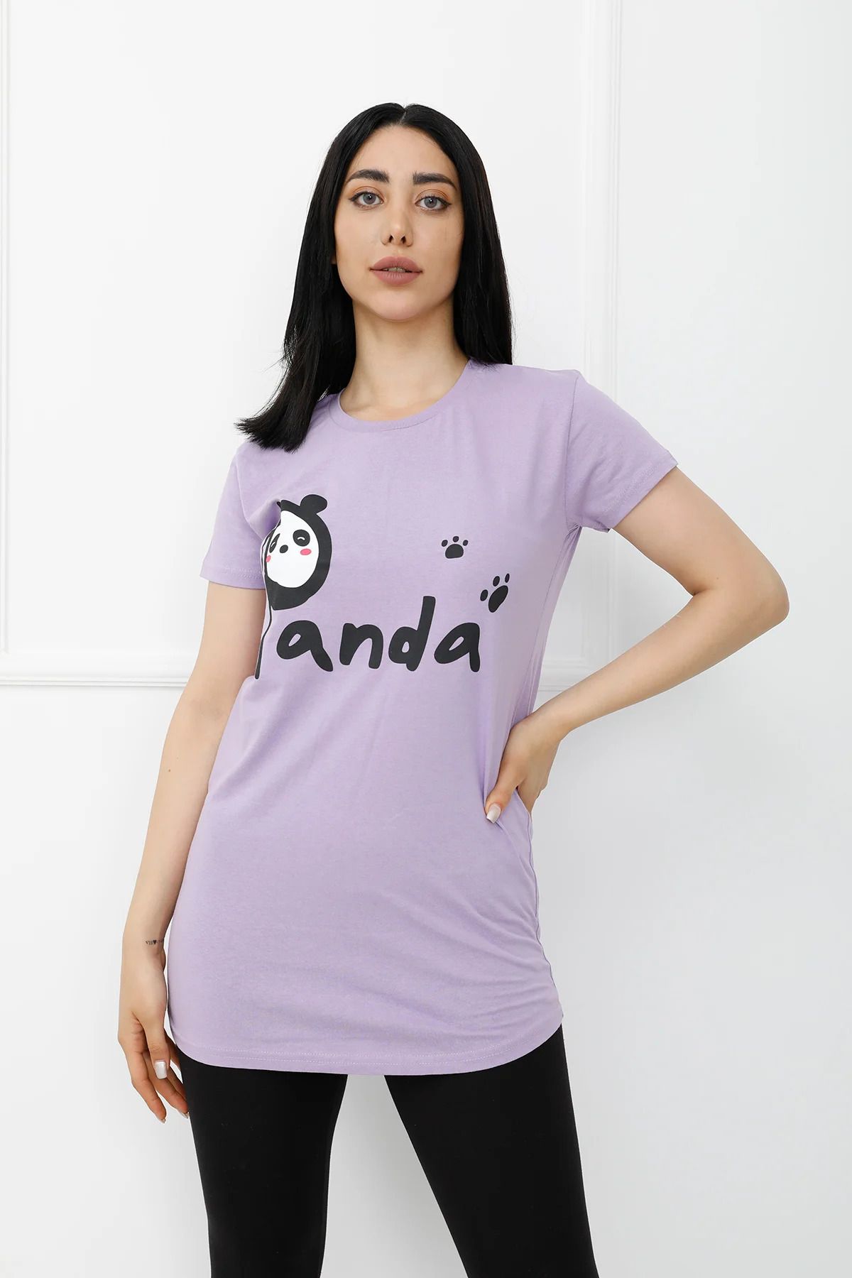 Lukas Panda Baskılı Tshirt AçıkMor - 310.653
