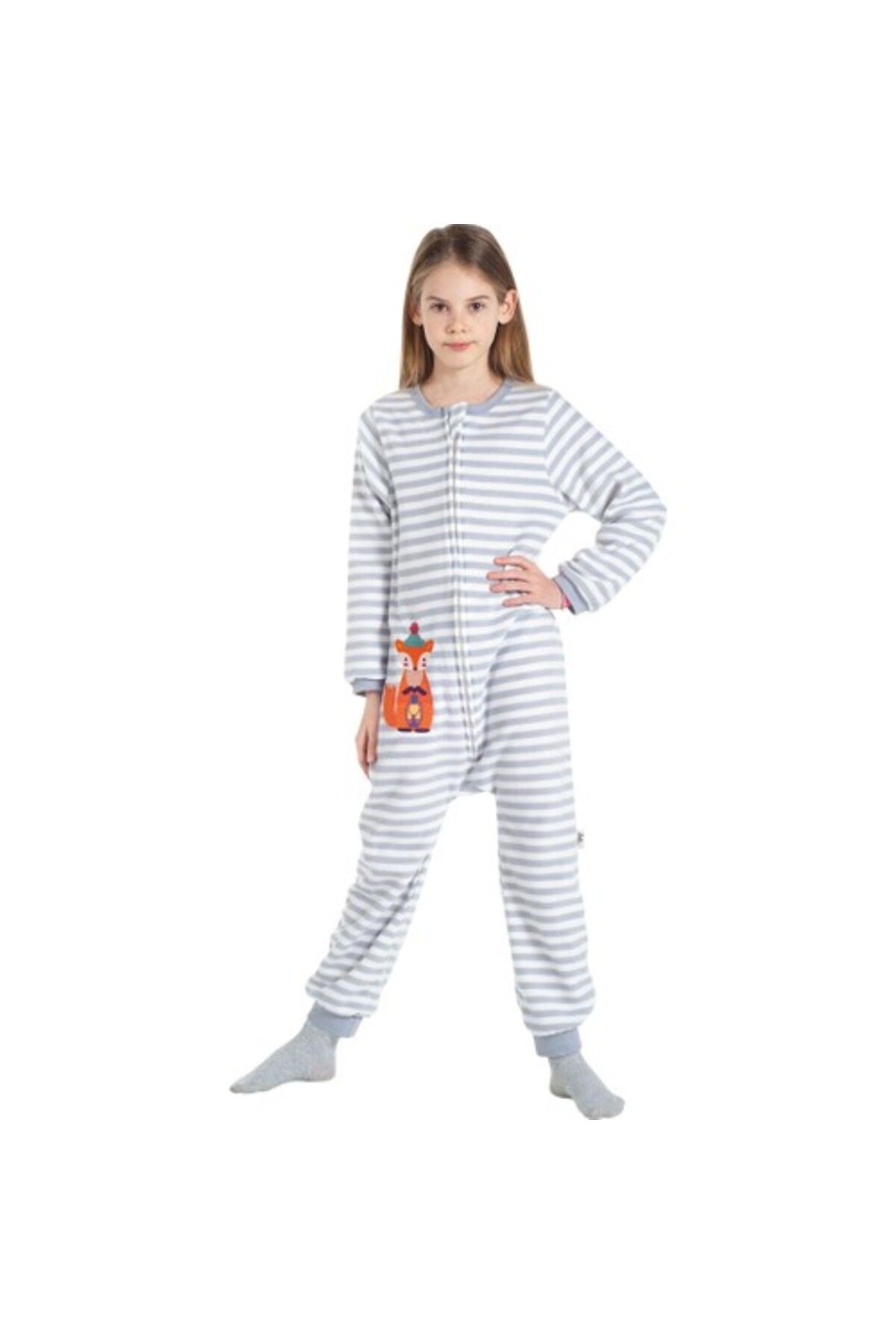 Owli Kız Çocuk Gri Polar Pijama