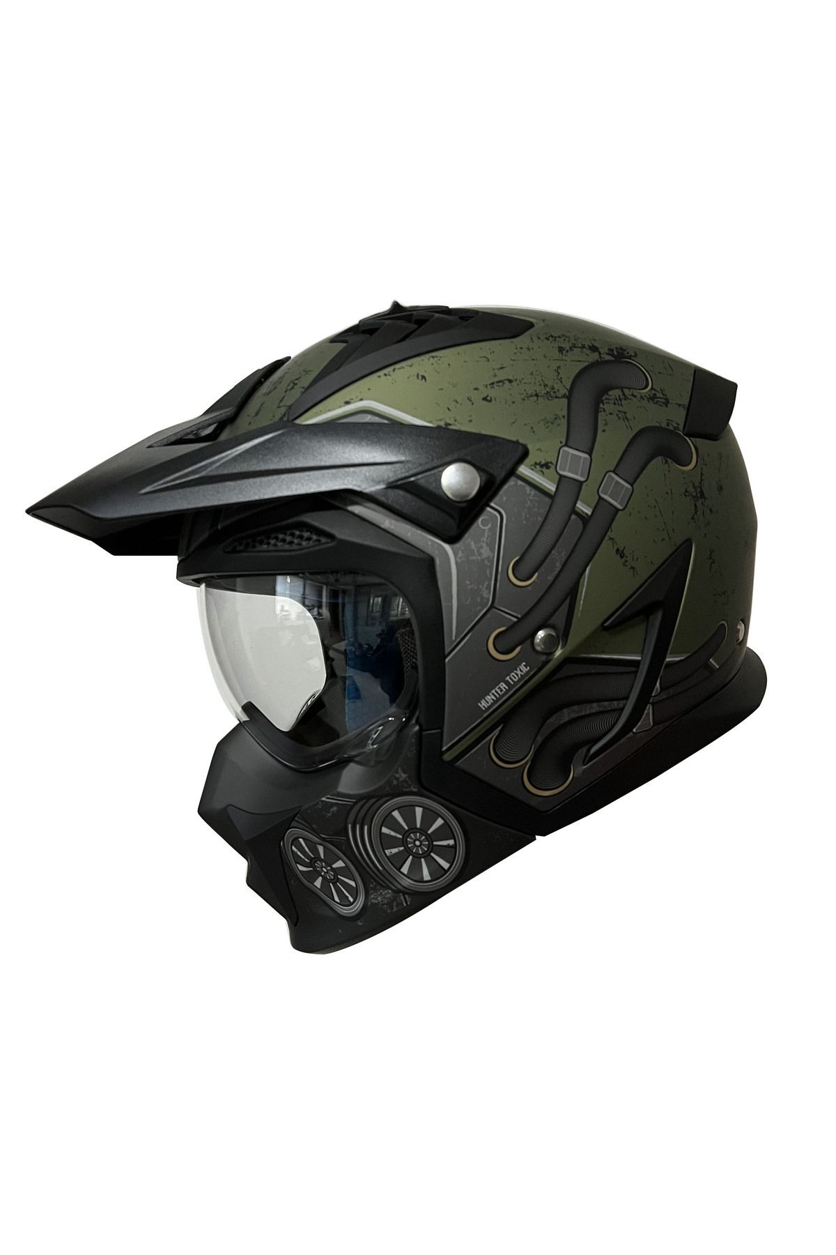 Axxis HUNTER SV ONI B2 MATT GRAY ÇİFT VİZÖRLÜ ÇENE ÇIKABİLEN MODEL
