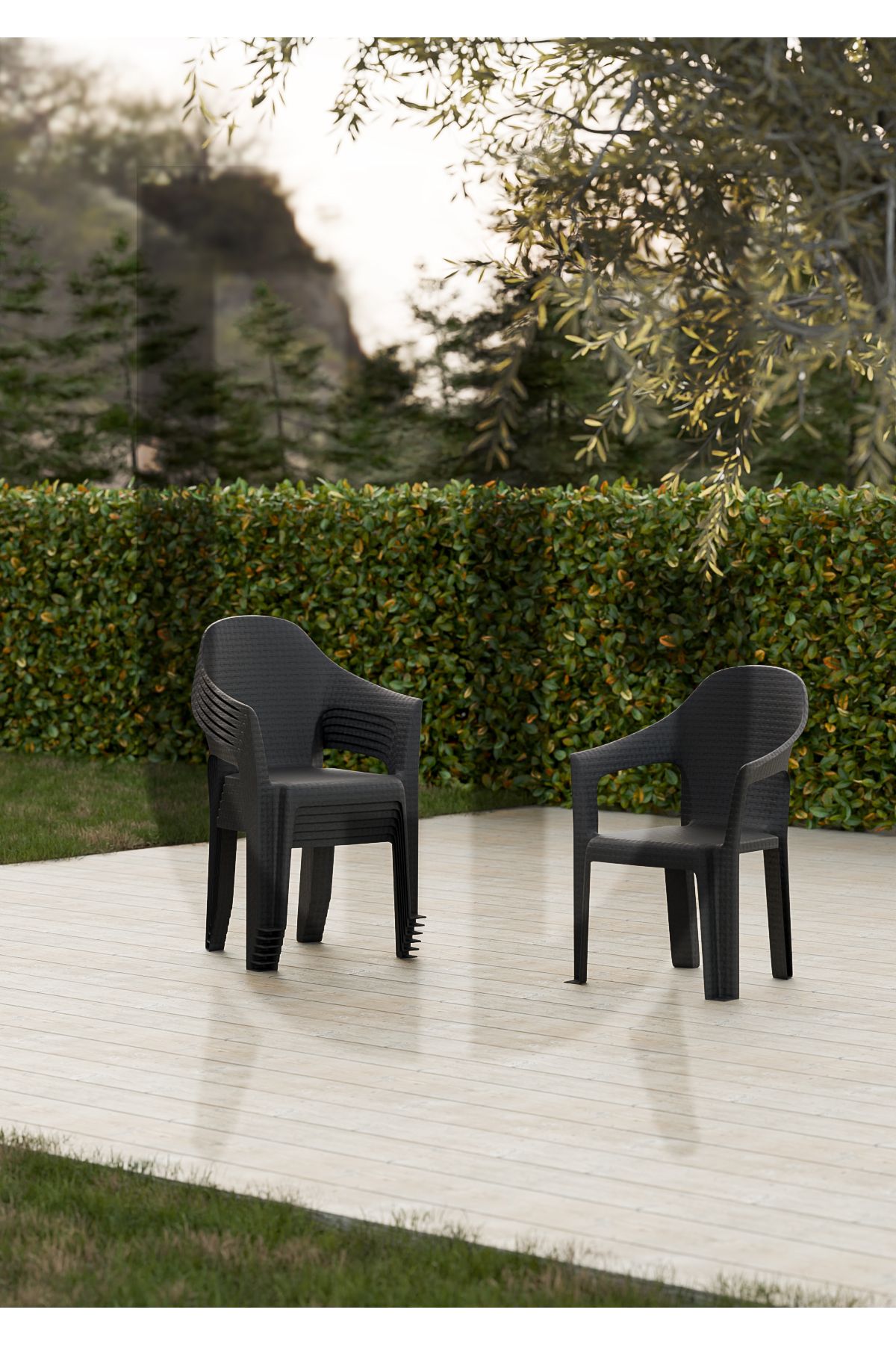 Çavdar Group 6'lı Queen Rattan Desenli Koltuk Bahçe Koltuğu Balkon Bahçe Teras Sandalye 6 Adet