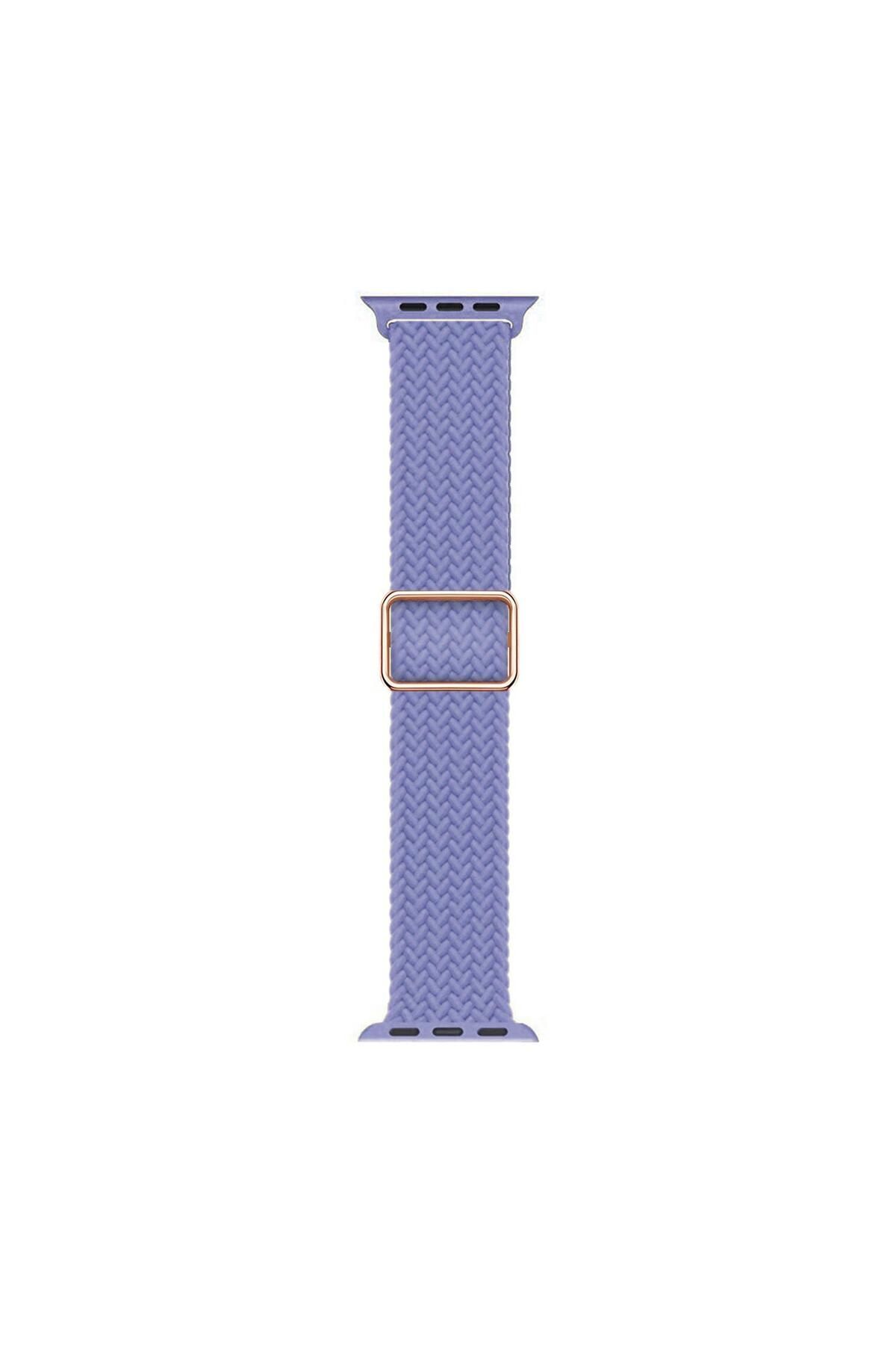 Microsonic Apple Watch SE 40mm Kordon Braided Loop Band Lila (Watch SE 40mm ile Uyumlu)