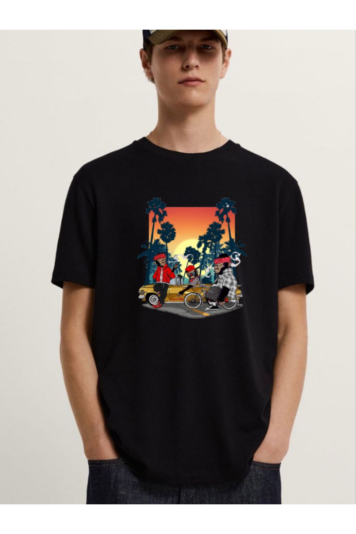 Kozmik Tapestry Unisex Baskılı T-shirt