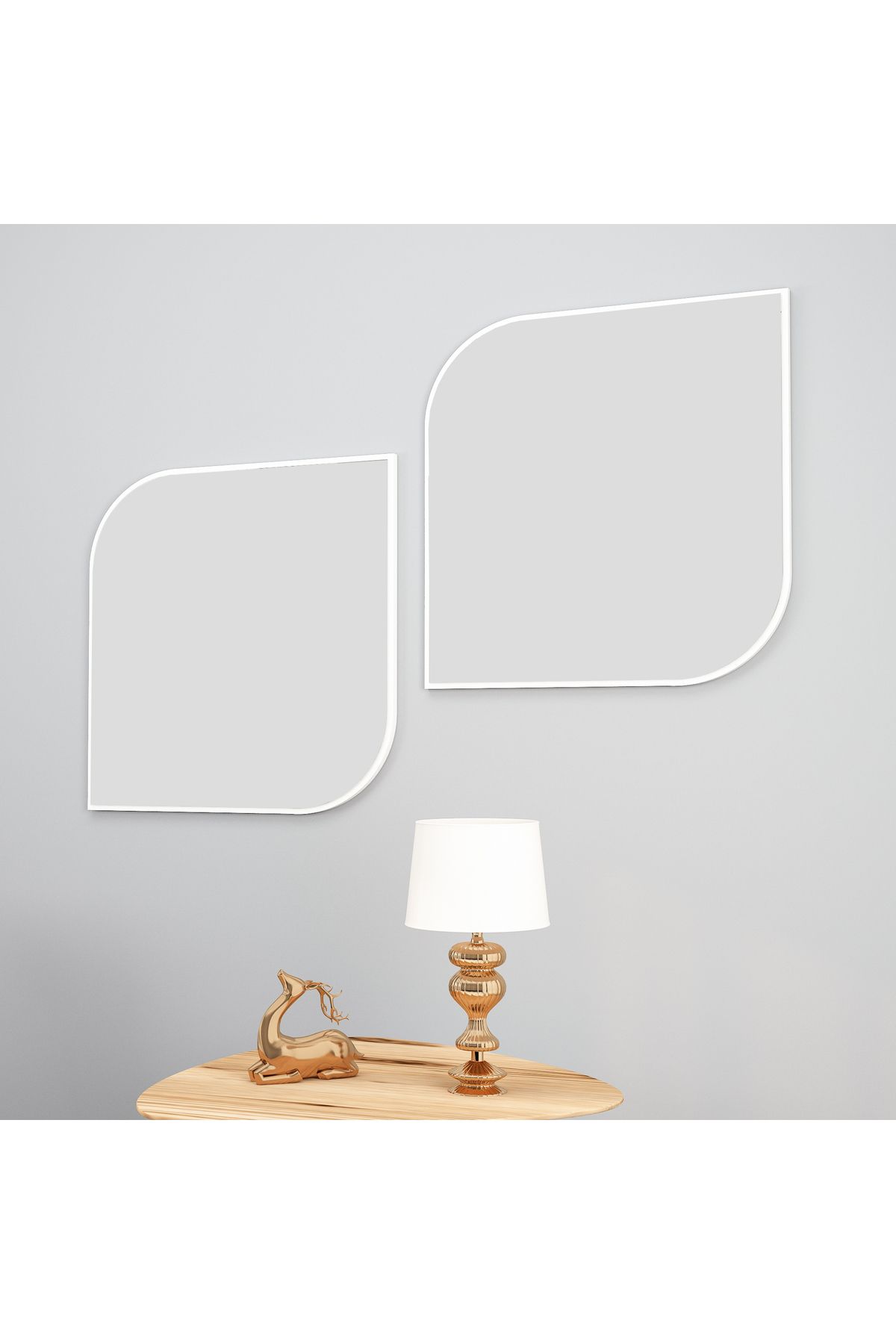 Arnetti Vero Beyaz 2 Parça Modern Dekoratif Salon Ayna
