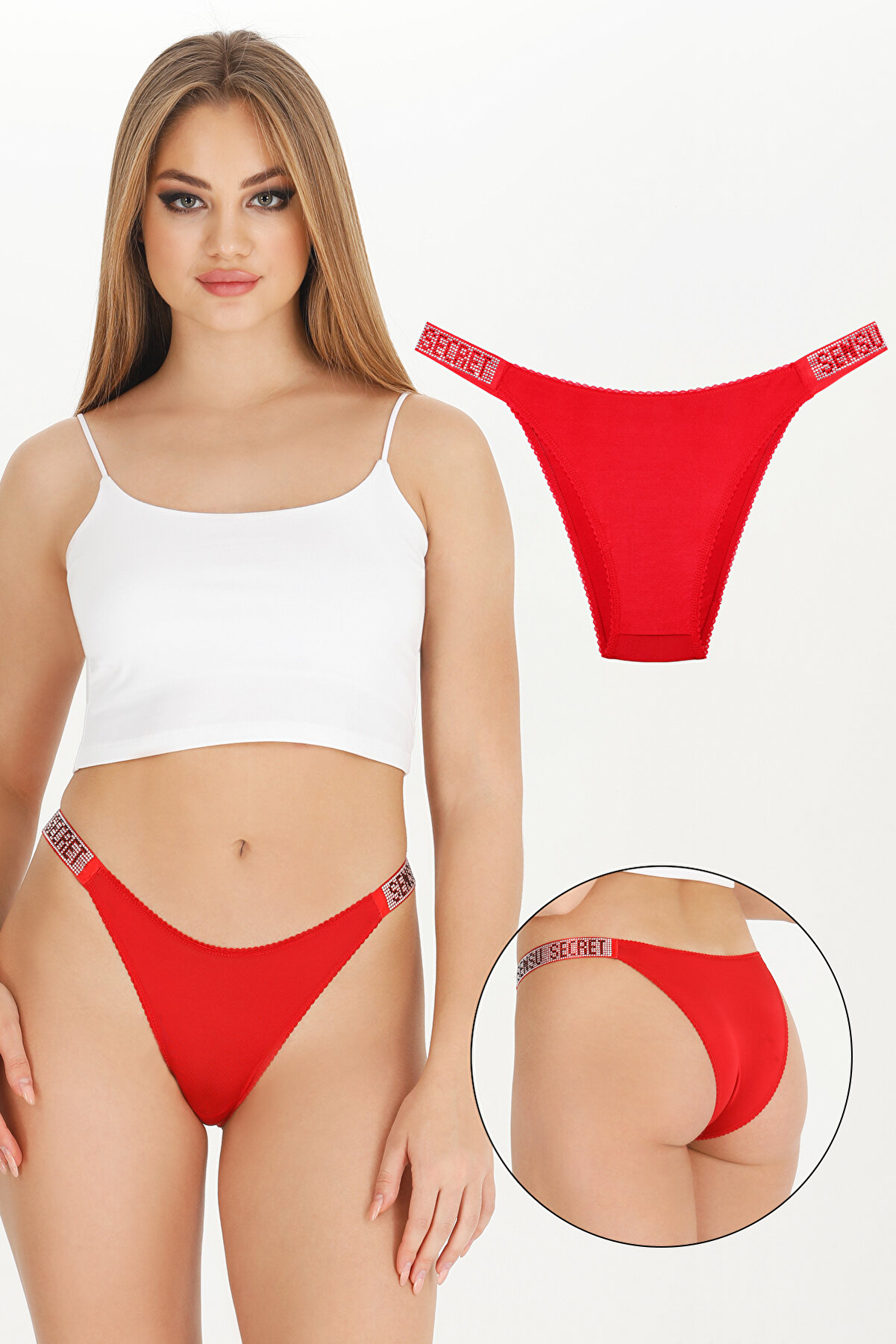 Sensu Kadın - Yılbaşı Özel Kırmızı Bikini Modeli Külot Ytk2020