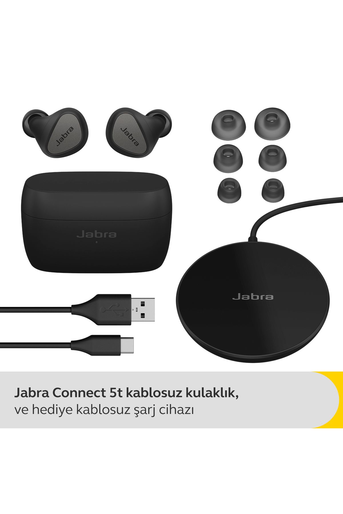 Jabra Elite 5 Kablosuz Kulak Içi Kulaklık ve Kablosuz Sarj Cihazı ANC Connect 5T - Titanyum Siyah