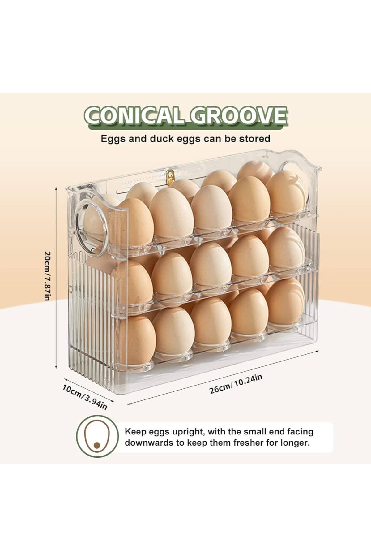 Genel Markalar ETHAB- 3 Katlı Raf Yumurta Saklama Kutusu Buzdolabı Yan Kapı Organizer Buz Dolabı Için Yumurta Rafı