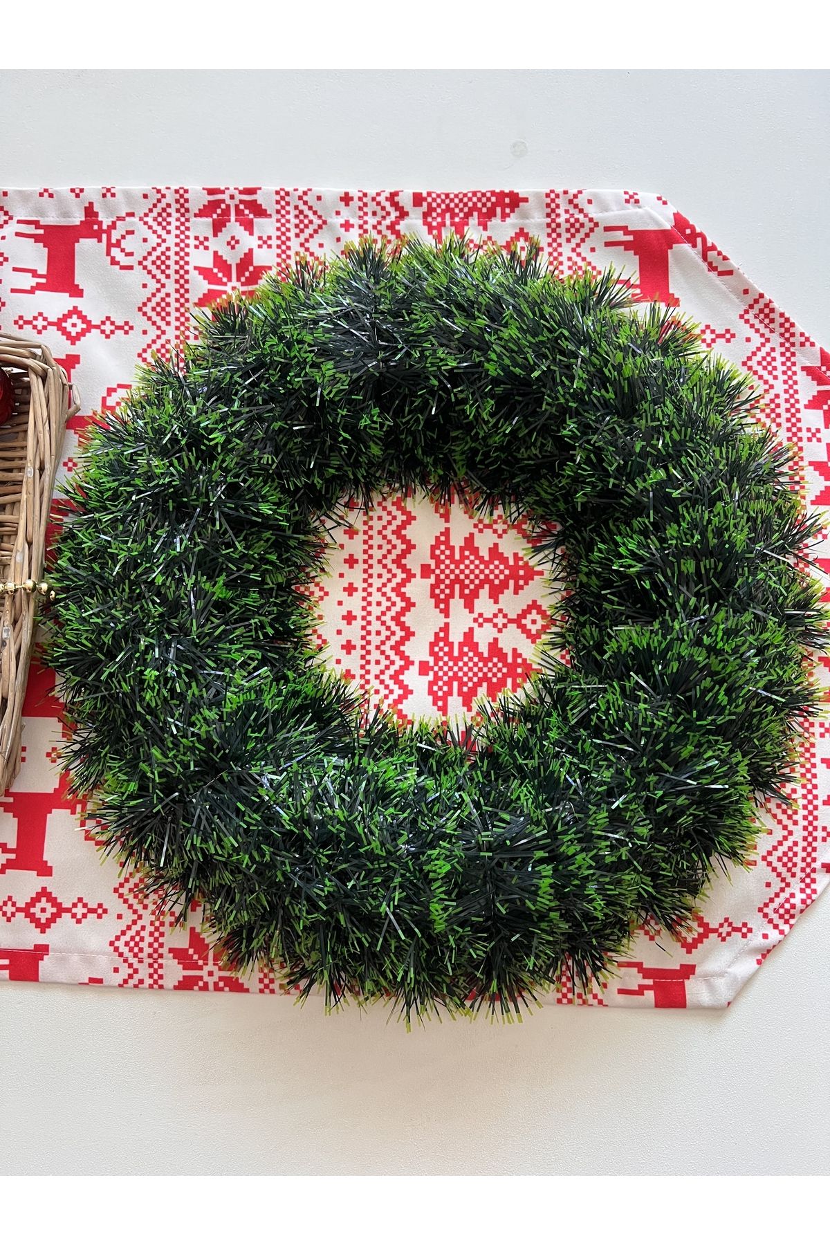 Ayd Home Yeşil Garland Çelenk 36 Cm Yılbaşı Sofrası Noel Christmas Newyear Yeniyıl