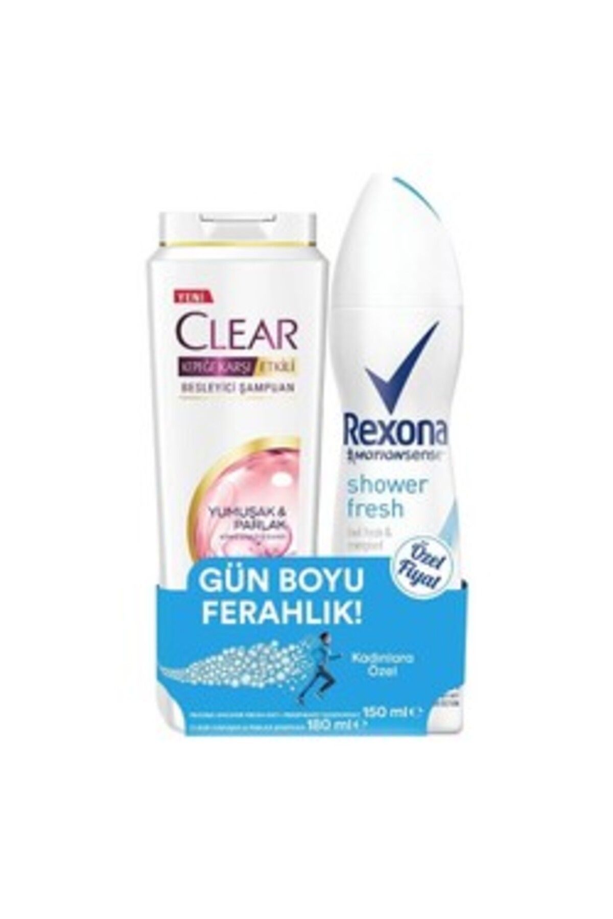 Rexona Kadın Deodorant 150 Ml + Clear Şampuan 185 Ml Set ( 1 ADET )