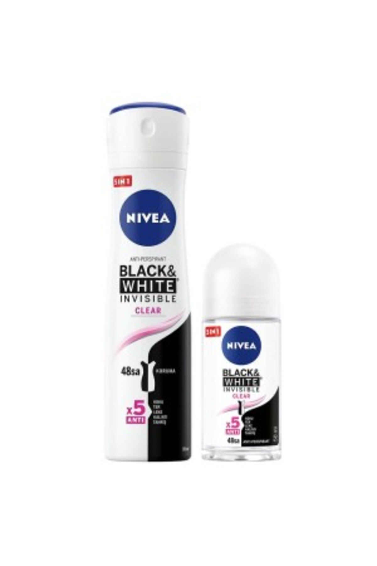 NIVEA ) Nivea Black&White Clear Deo 150 Ml+Mini Roll-On 25 Ml Set ( 1 ADET )