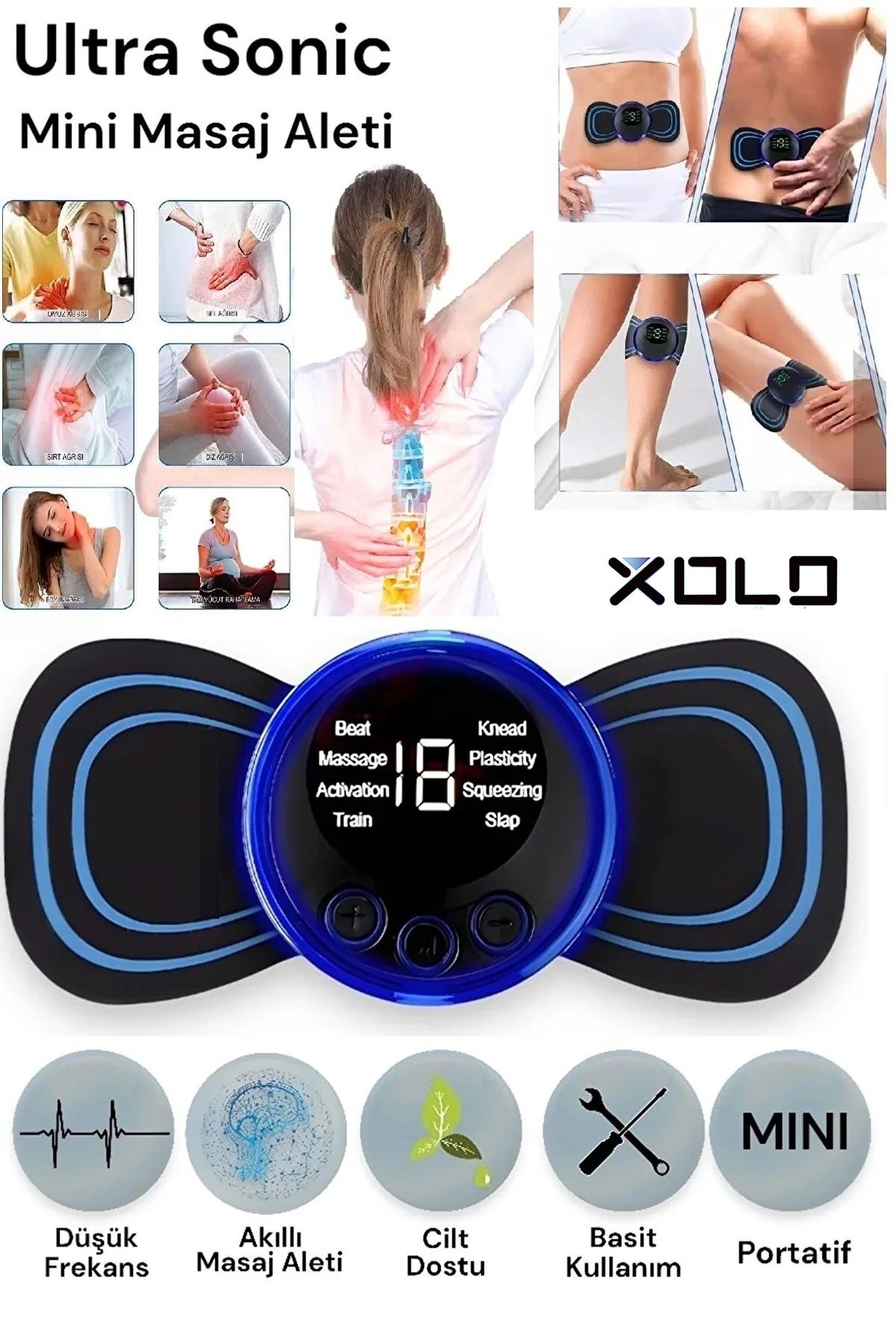 Xolo Taşınabilir Şarjlı Titreşimli Tüm Vücut Masaj Aleti 8 modlu Masaj Cihazı