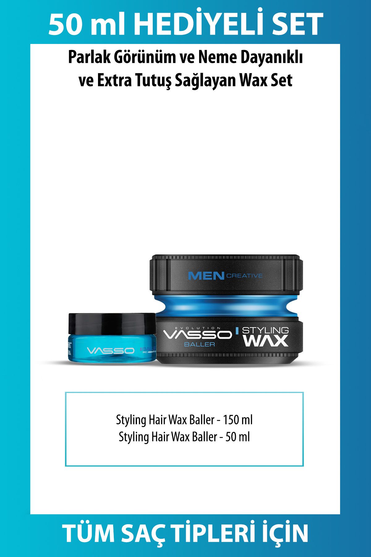 Vasso Men 24 Saat Tutuş Sağlayan Tüm Saç Tipleri Için Parlak Görünüm Veren Wax(ÇANTA BOY HEDİYELİ)-baller