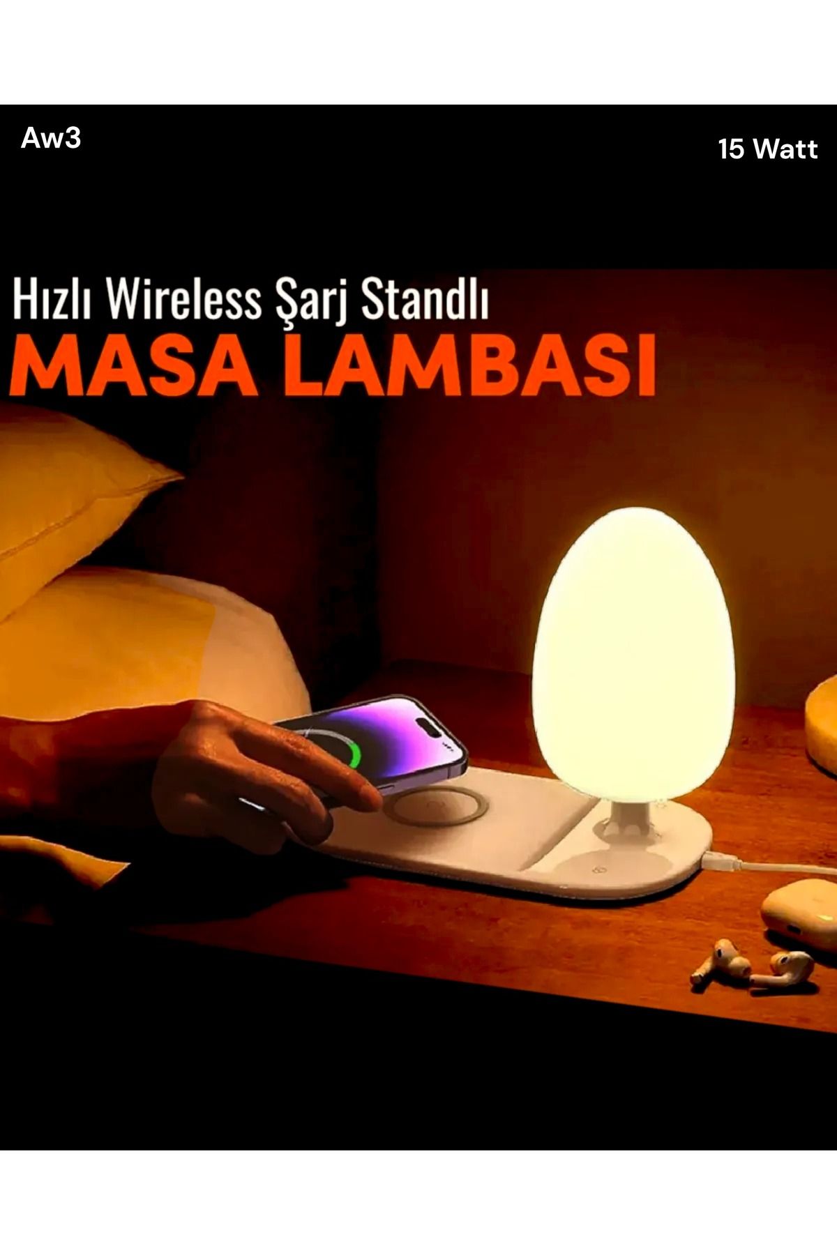 Hometech Renkli Gece Lambalı Hızlı Wireless Şarj Standı Acl-Aw3
