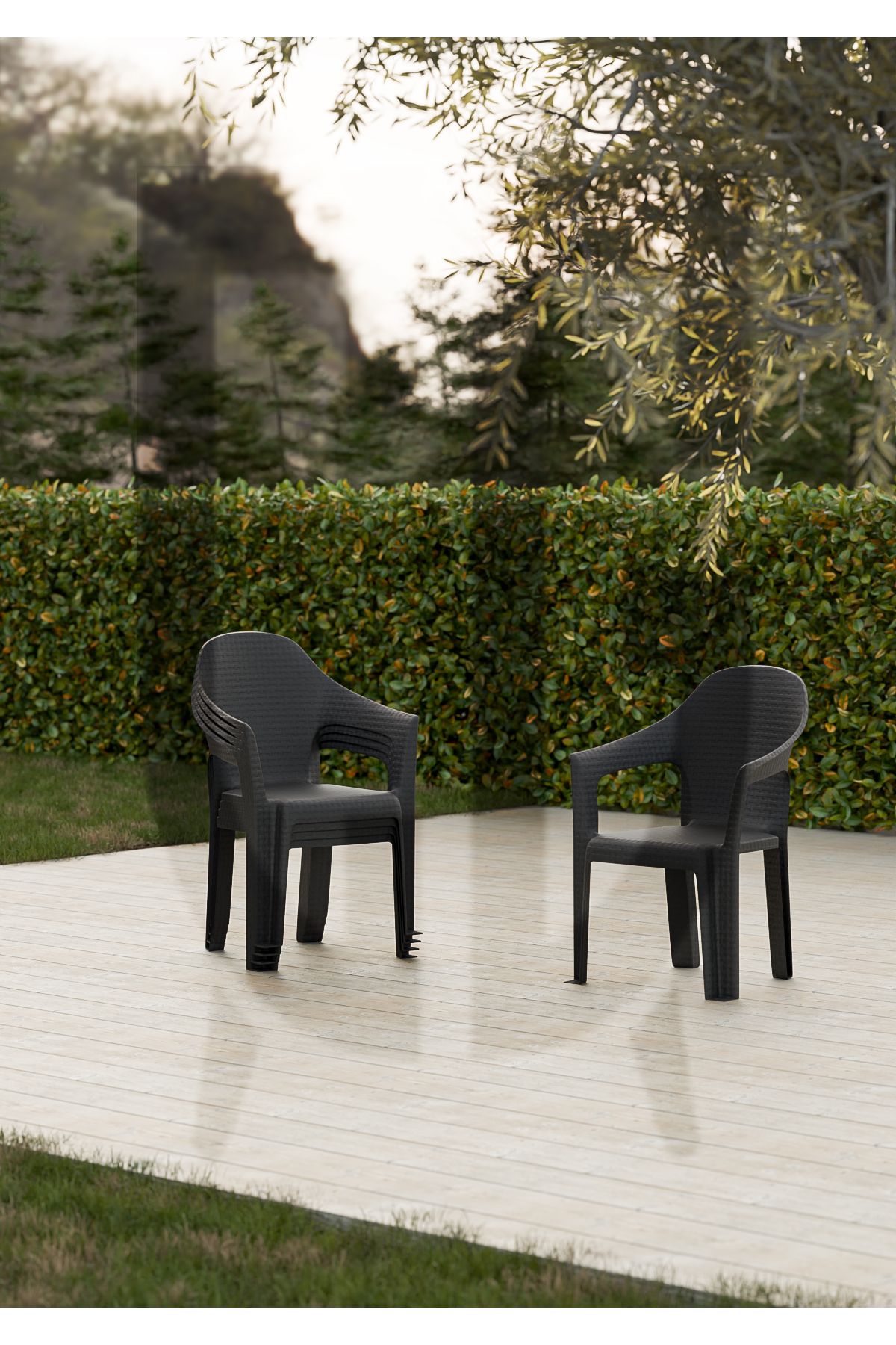 Çavdar Group 4'lü Queen Rattan Desenli Koltuk Bahçe Koltuğu Balkon Bahçe Teras Sandalye 4 Adet