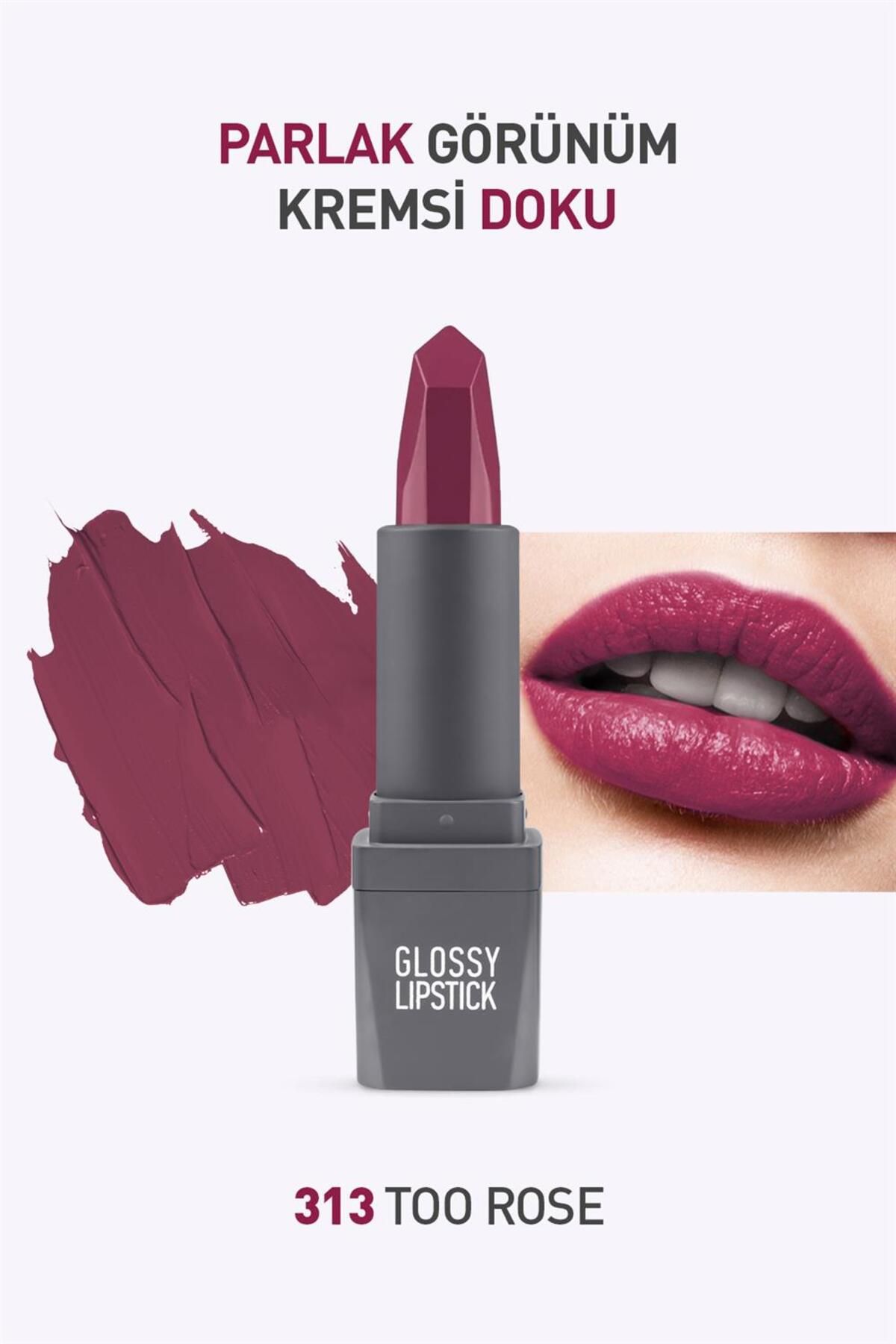 Alix Avien 313 Too Rose Parlak Ruj - Nemlendirici Etkili Pürüzsüz Dudak Görünümü - Glossy Lipstick