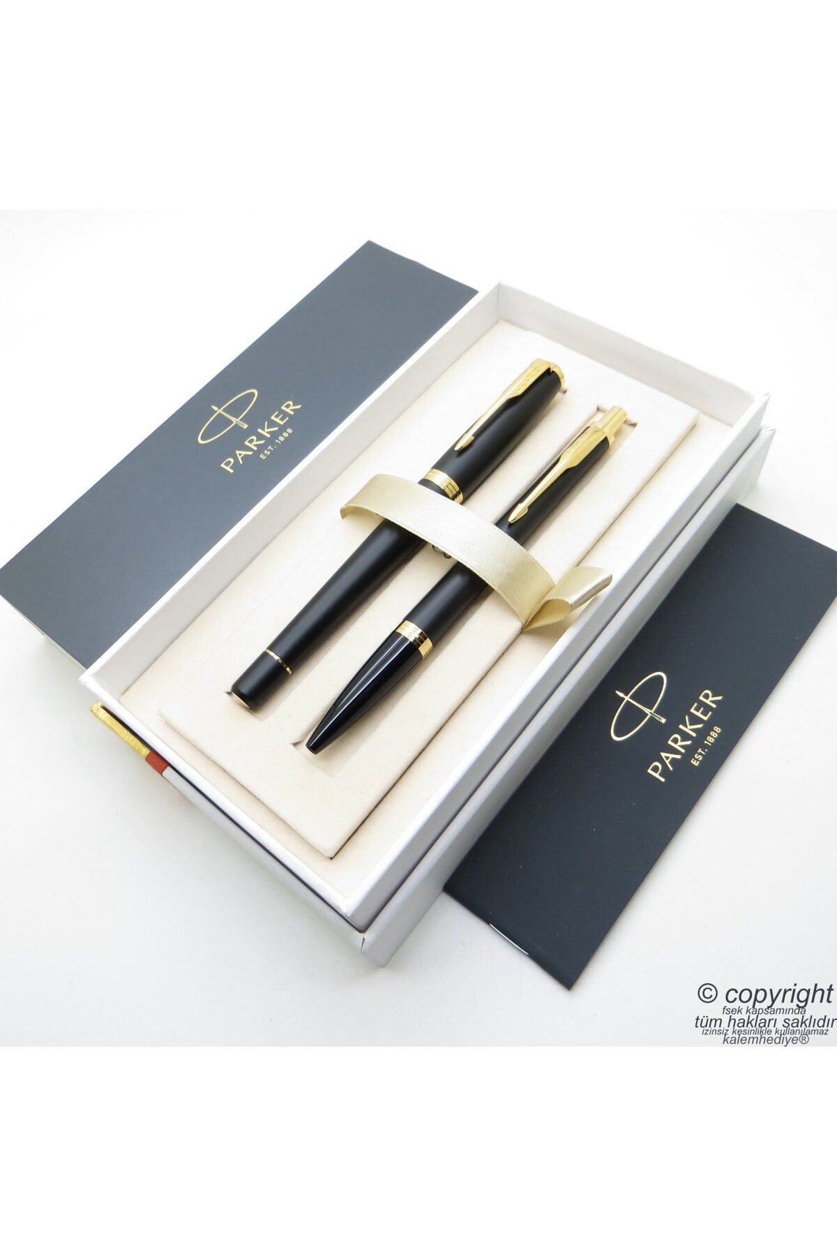 Parker Urban Mat Siyah Altın Dolma Kalem + Tükenmez Kalem | İsme Özel Kalem | Hediyelik Kalem