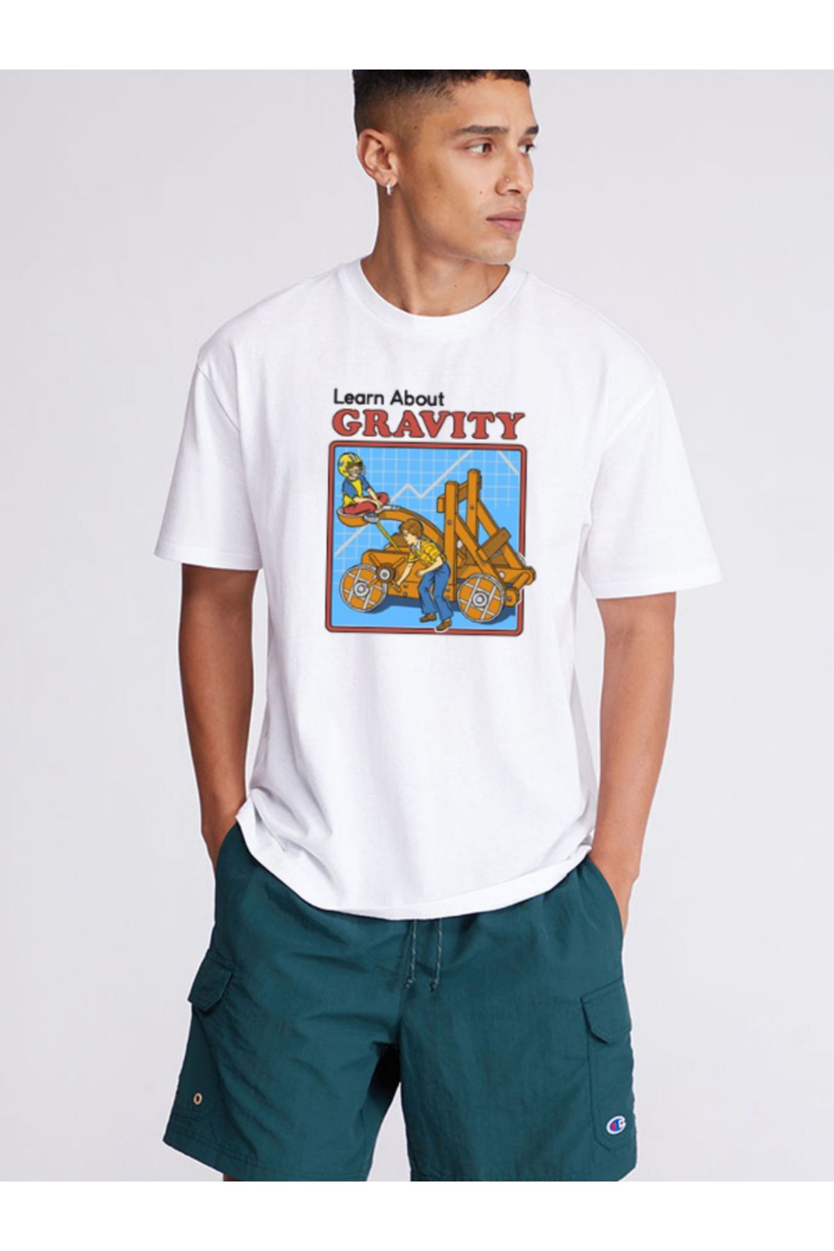 Kozmik Tapestry Learn About Gravity Baskılı Tshirt