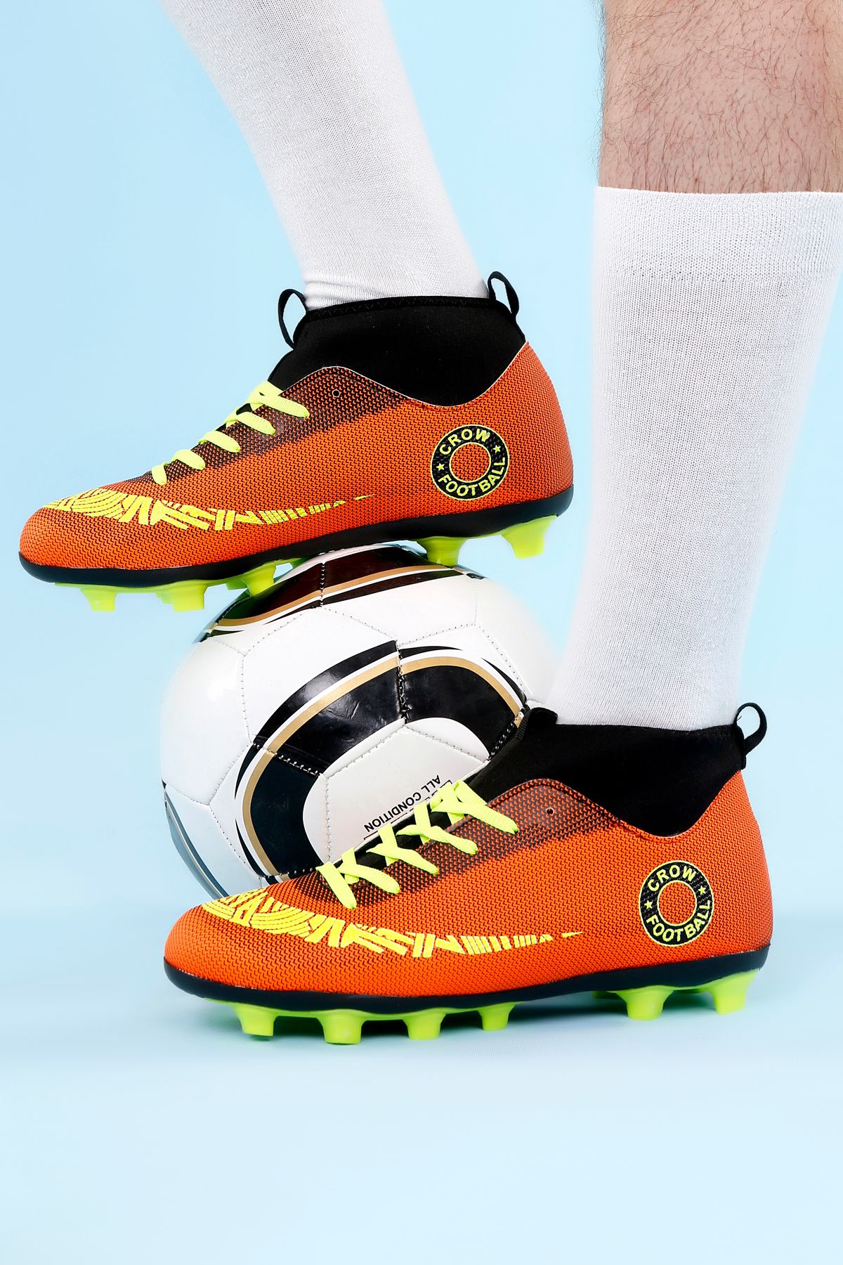 lord's ayakkabı Krampon Bilekli Turuncu-sarı Unisex Futbol Ayakkabısı Garantili Lisanslı