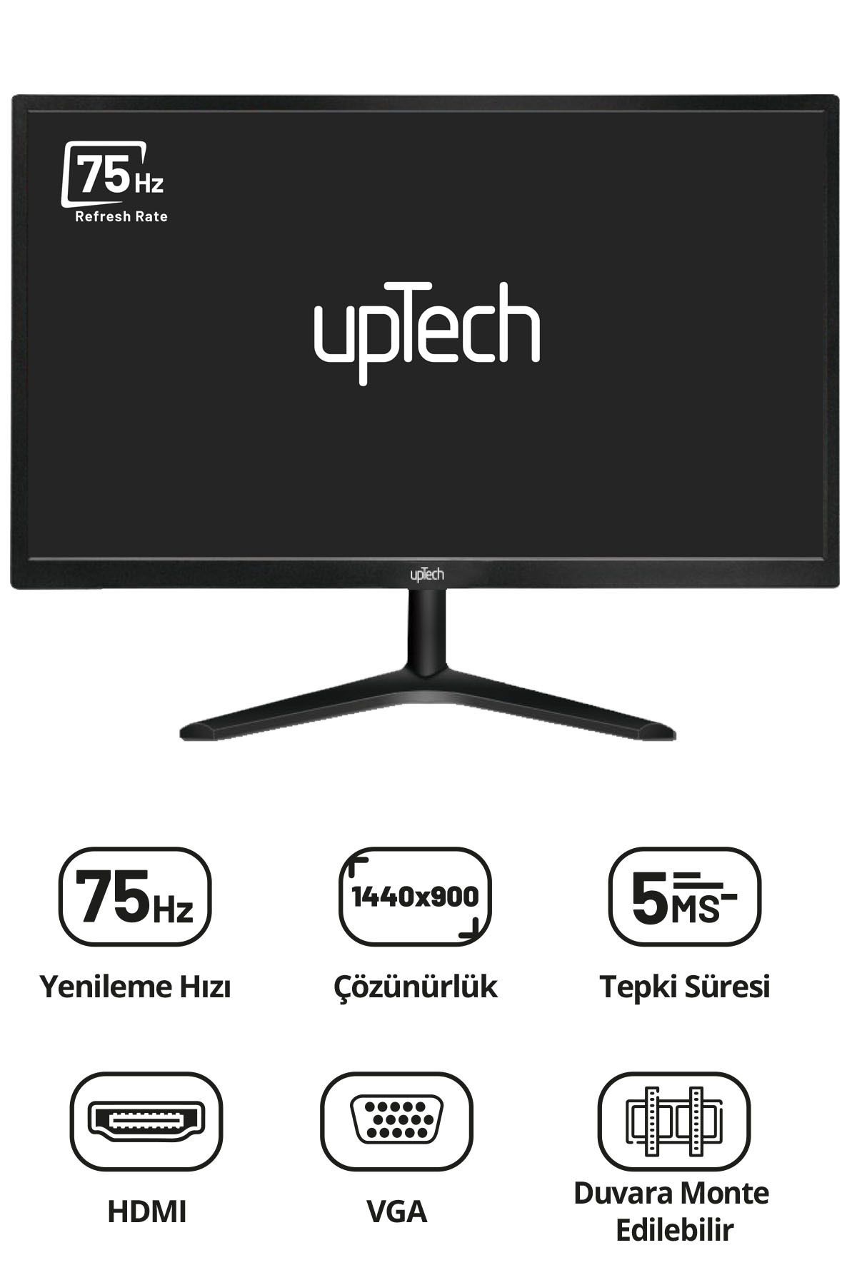 upTech HD190 19" Geniş Ekran 75 Hz 5ms (VGA,HDMI) Led Monitör