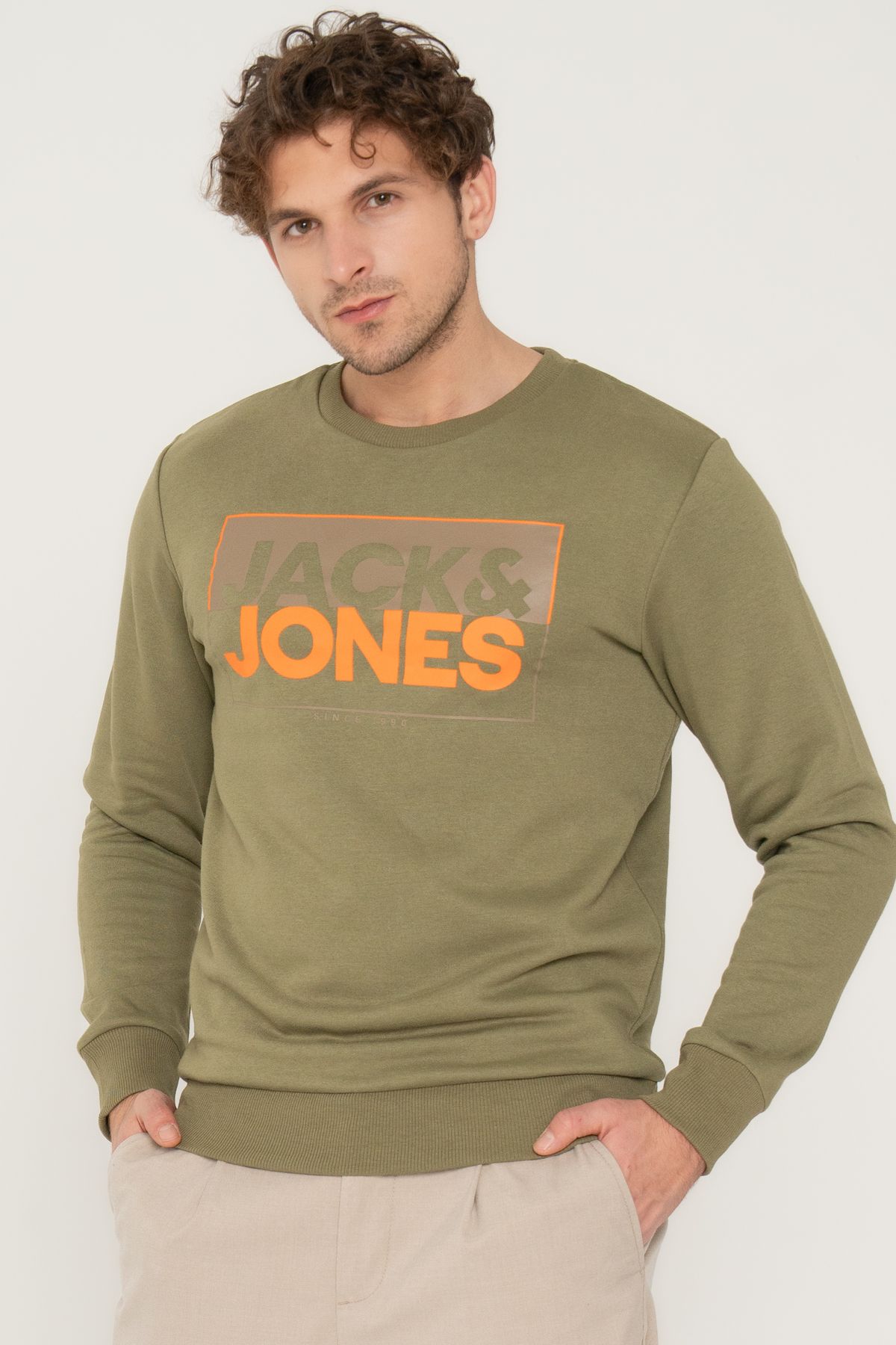 Jack & Jones Bisiklet Yaka Logo Baskili Sweatshirt - Box