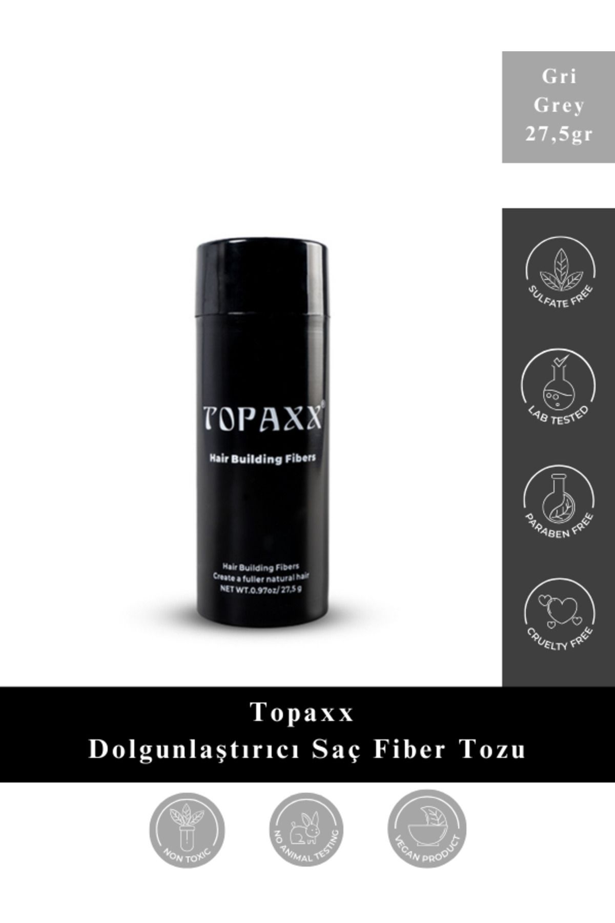 Topaxx Gri/grey Dolgunlaştırıcı Saç Fiber Topik Tozu 27,5 gr