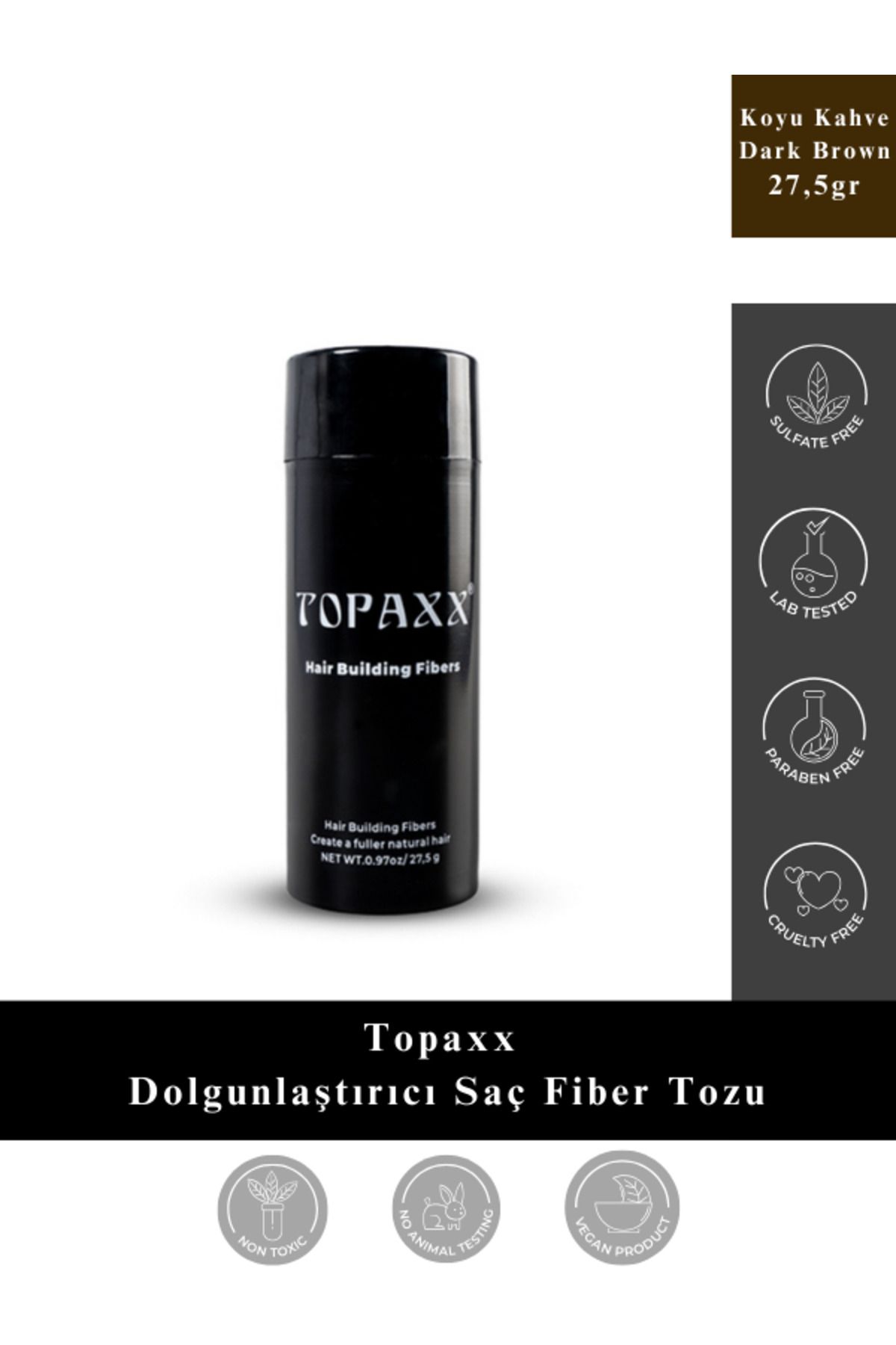 Topaxx Koyu Kahve/dark Brown Dolgunlaştırıcı Saç Fiber Topik Tozu 27,5 gr