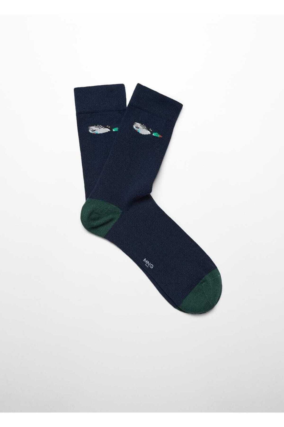 MANGO Man Ördek tasarımlı pamuklu çorap