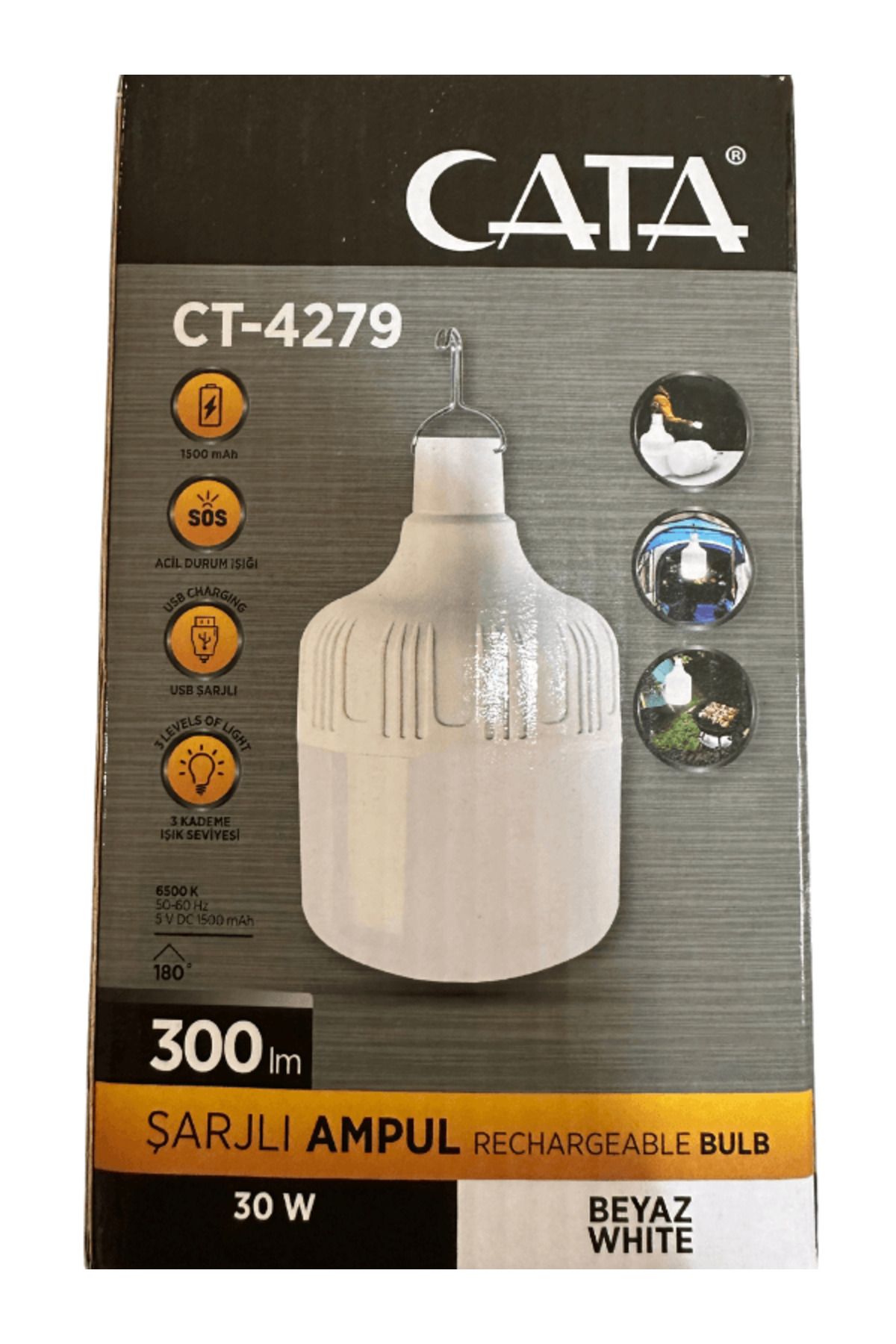 Cata CT-4279 30W 6500K (Beyaz Işık) Şarjlı Led Ampul