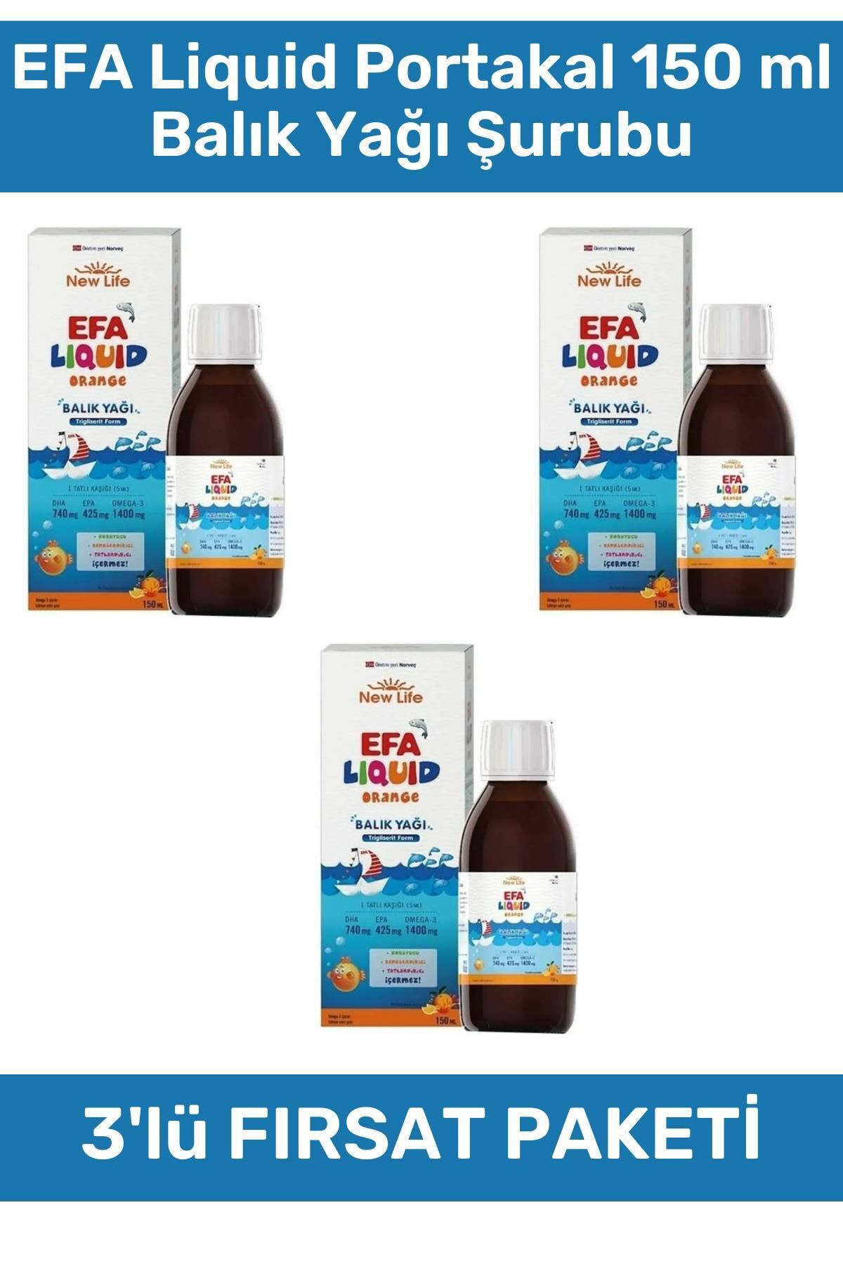 New Life Efa Liquid Balık Yağı 150 Ml Portakal 3'lü Set