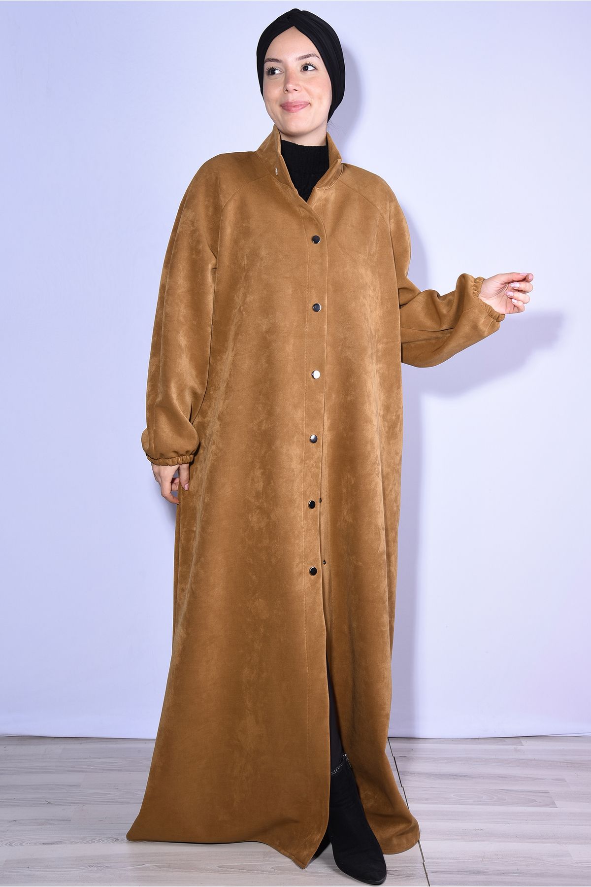 Nowa Scarf Taba renk Modal Kumaş Şapkası Çıkabilen Pardesü Palto