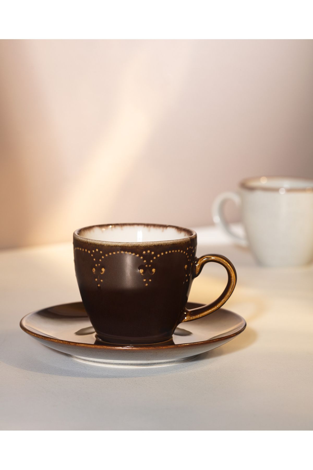 Madame Coco Perle 6 Kişilik Kahve Fincan Takımı - Kahverengi - 90 ml