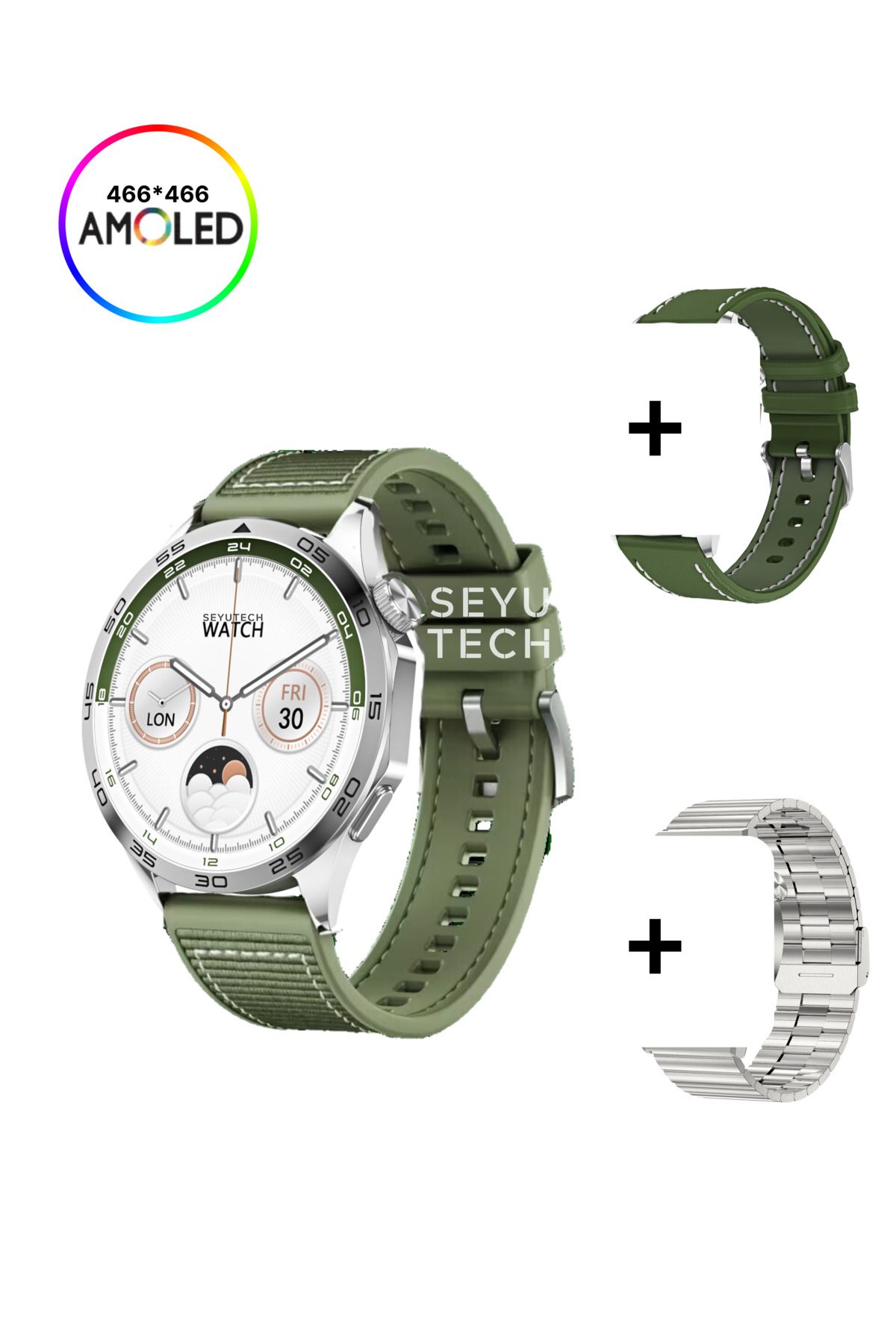 SeyuTech Watch 4 Gt Akıllı Saat Iphone Ve Android Tüm Telefonlara Uyumlu Nfc&arama Amoled Smartwatch