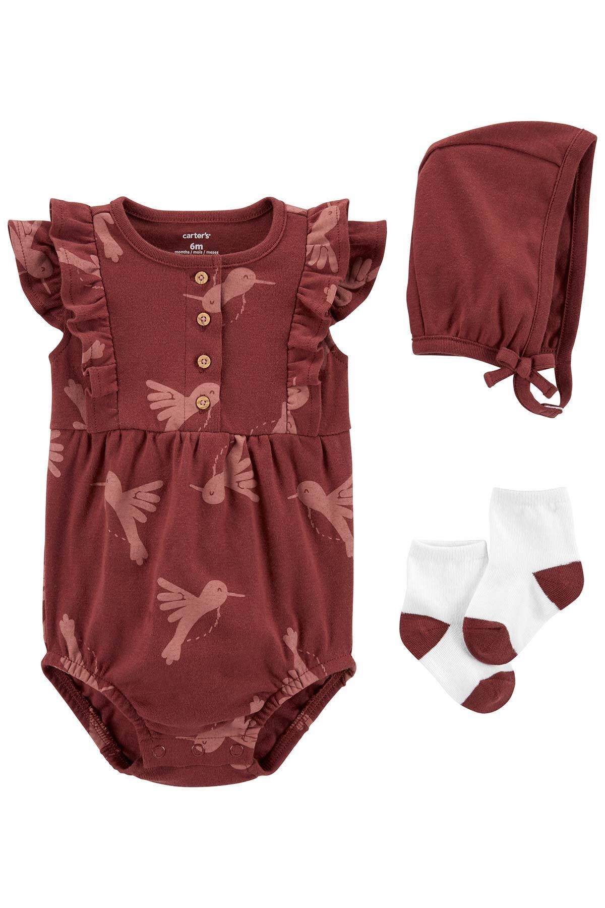 Carter's Kız Bebek Elbise Set 3'lü Paket Pembe