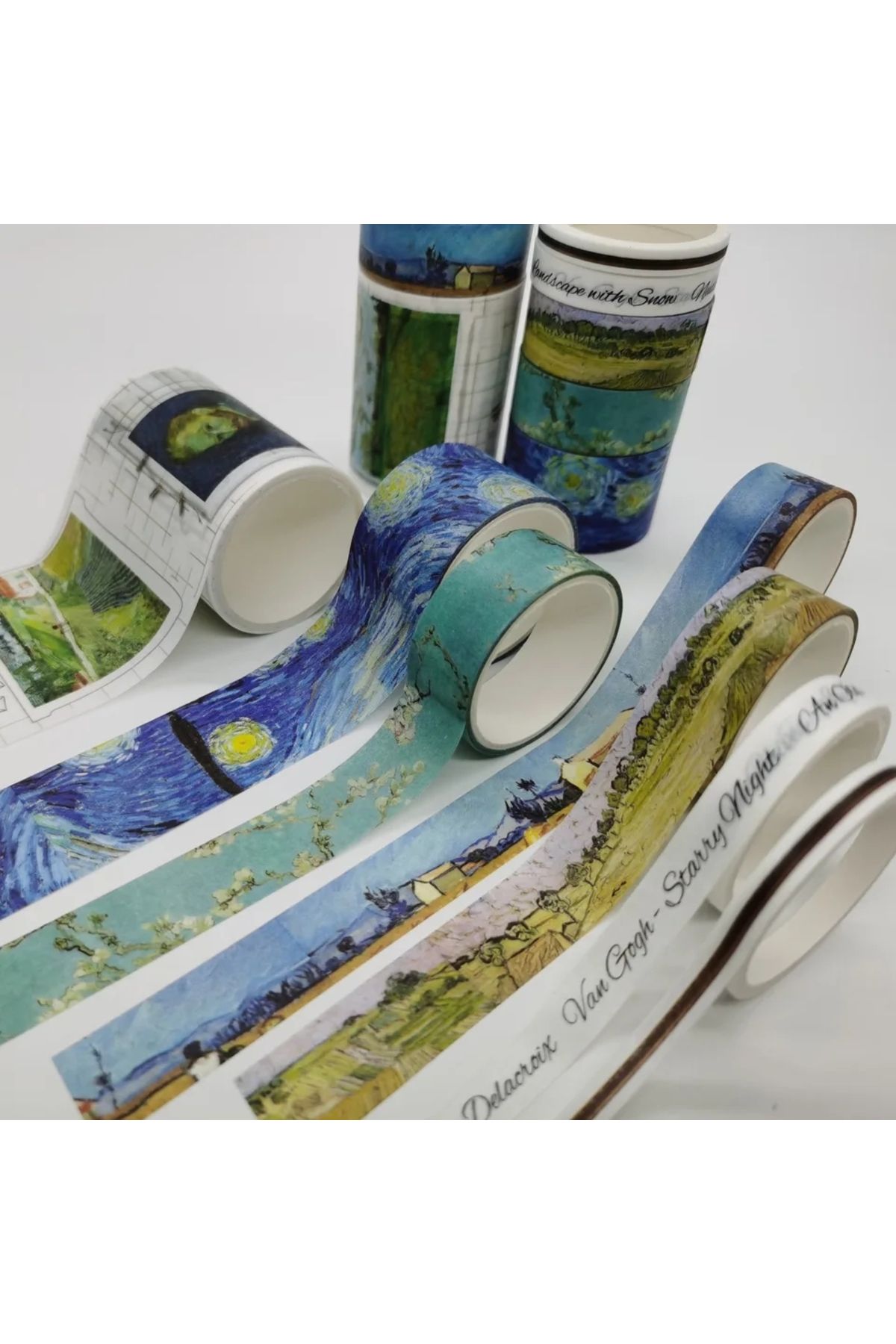 Kawaii Van Gogh Tasarımlı Desenli Kağıt Bant - Washi Tape Seti
