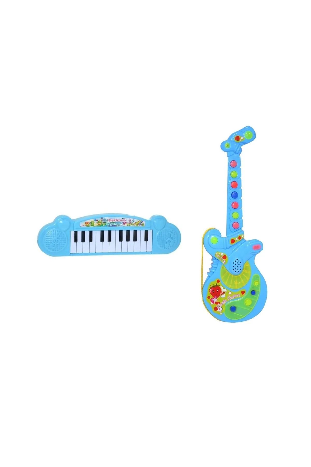 Numaca Pilli Türkçe Sesli Müzikli Eğitici Çocuk Oyuncak Gitar Oyuncak Müzikli Piyano Erkek Çocuk Model 2 li