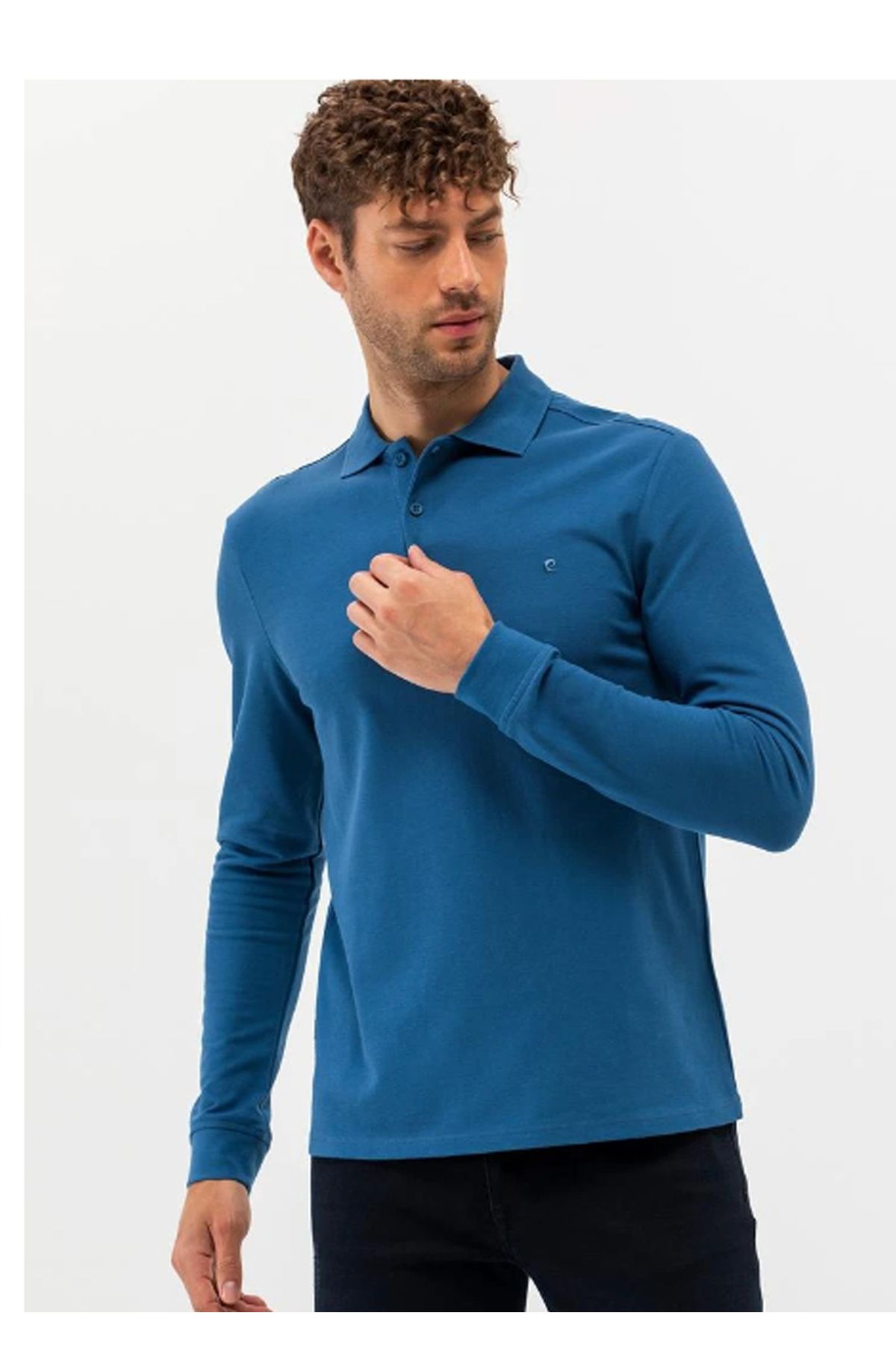 Pierre Cardin ÖZEL KOLEKSİYON Açık Lacivert Slim Fit Basic Sweatshirt