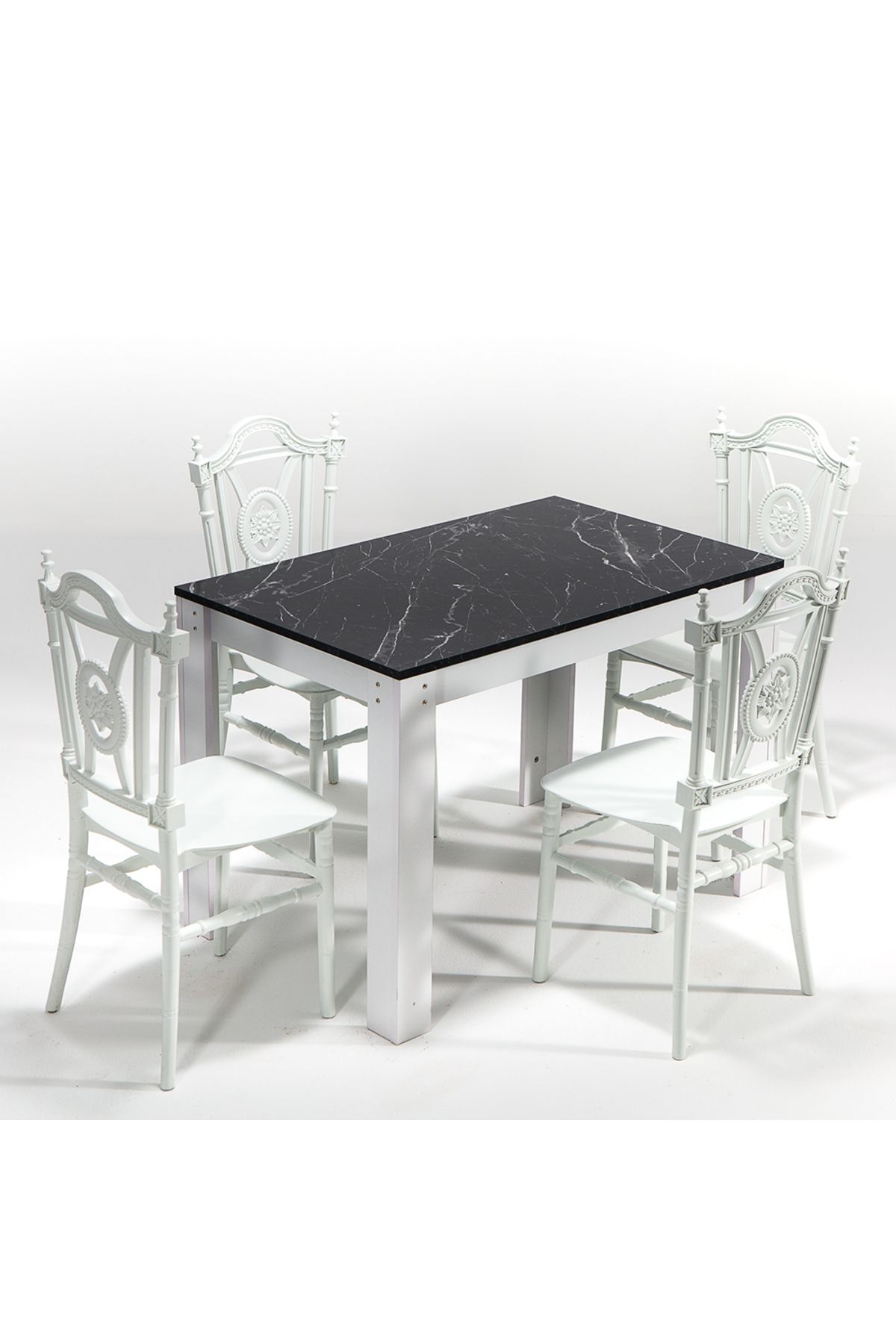 MOBETTO Mirage / Keops Mutfak Masa Takımı 4 Sandalye 1 Masa - Beyaz