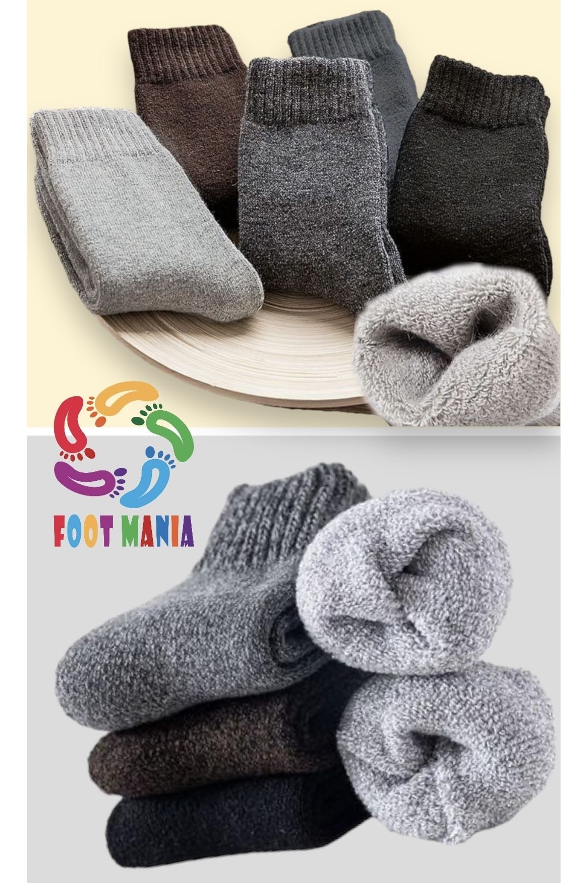 footmania 5'li Erkek Kalın Havlu Kışlık Çorap Seti (ISI EMİCİ)