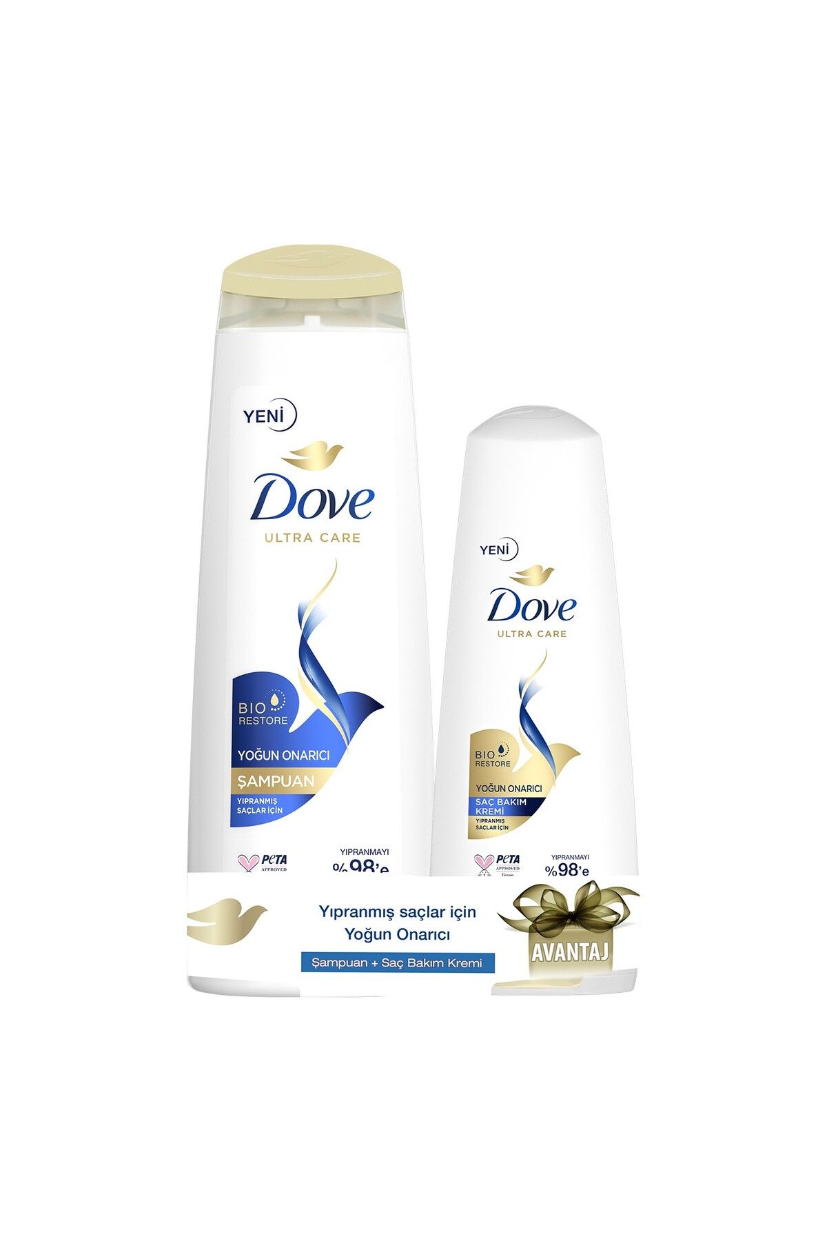 Dove Saç Bakım Şampuanı Yoğun Onarıcı Yıpranmış Saçlar Için 400 ml Saç Bakım Kremi 200 ml