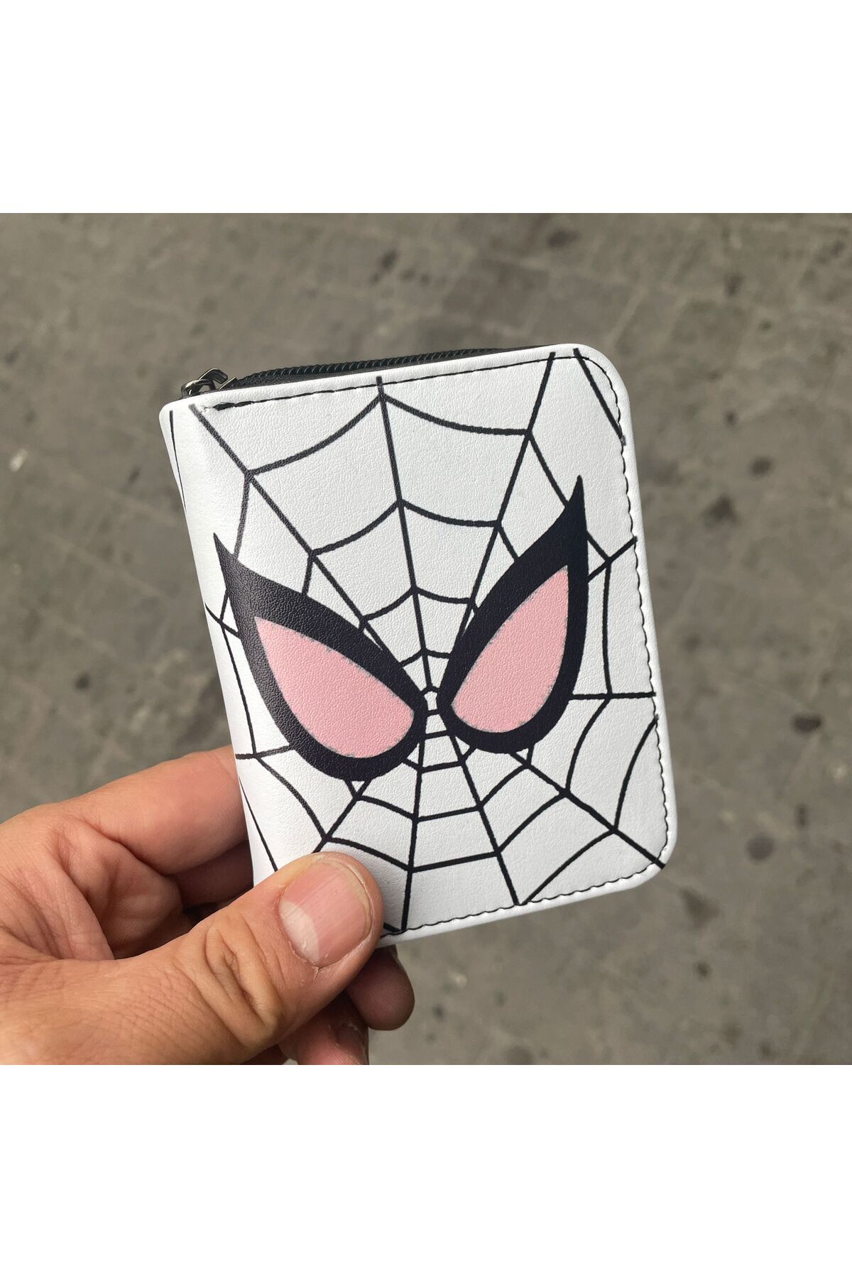 Köstebek Beyaz Spider-Man Face Kısa Cüzdan