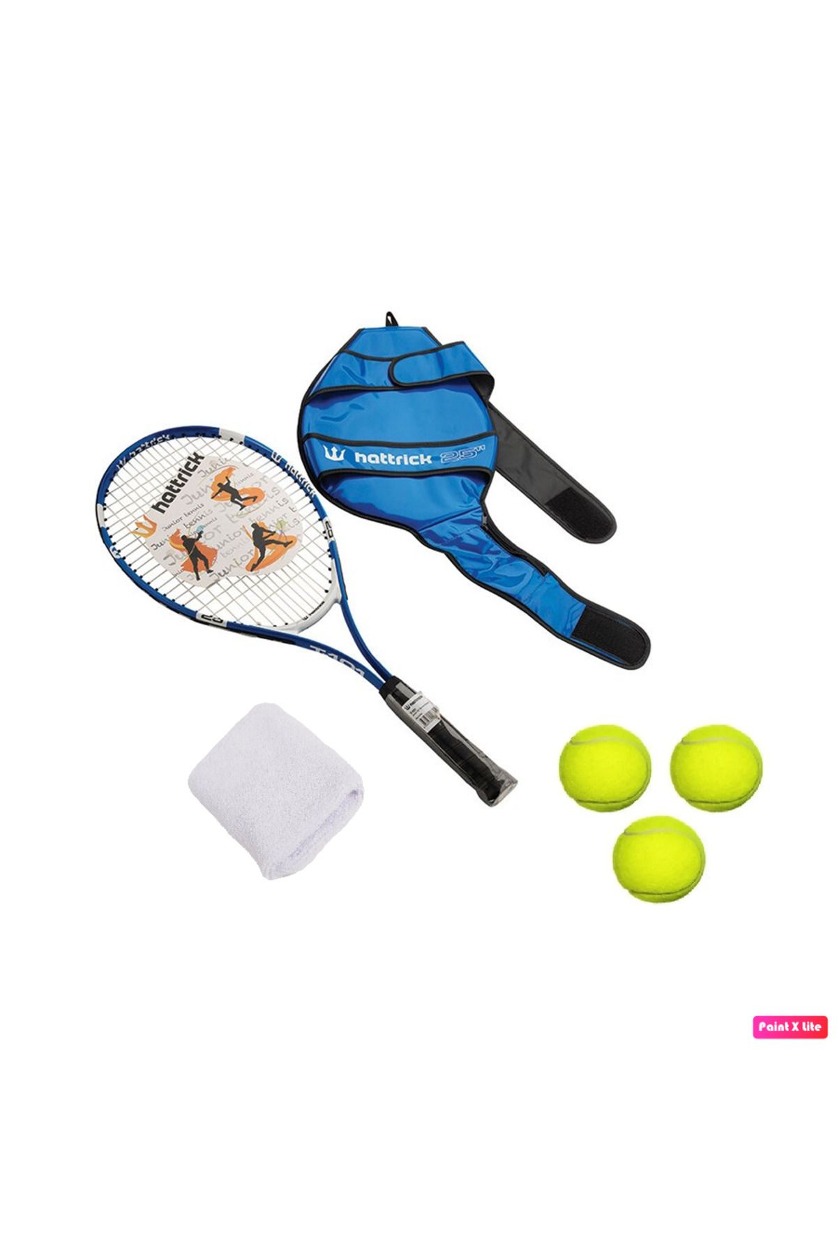 Hattrick T-101 25 inch 230 gr Çocuk Tenisçi Seti Tenis Raketi + 3 Adet Tenis Topu + Havlu Bileklik