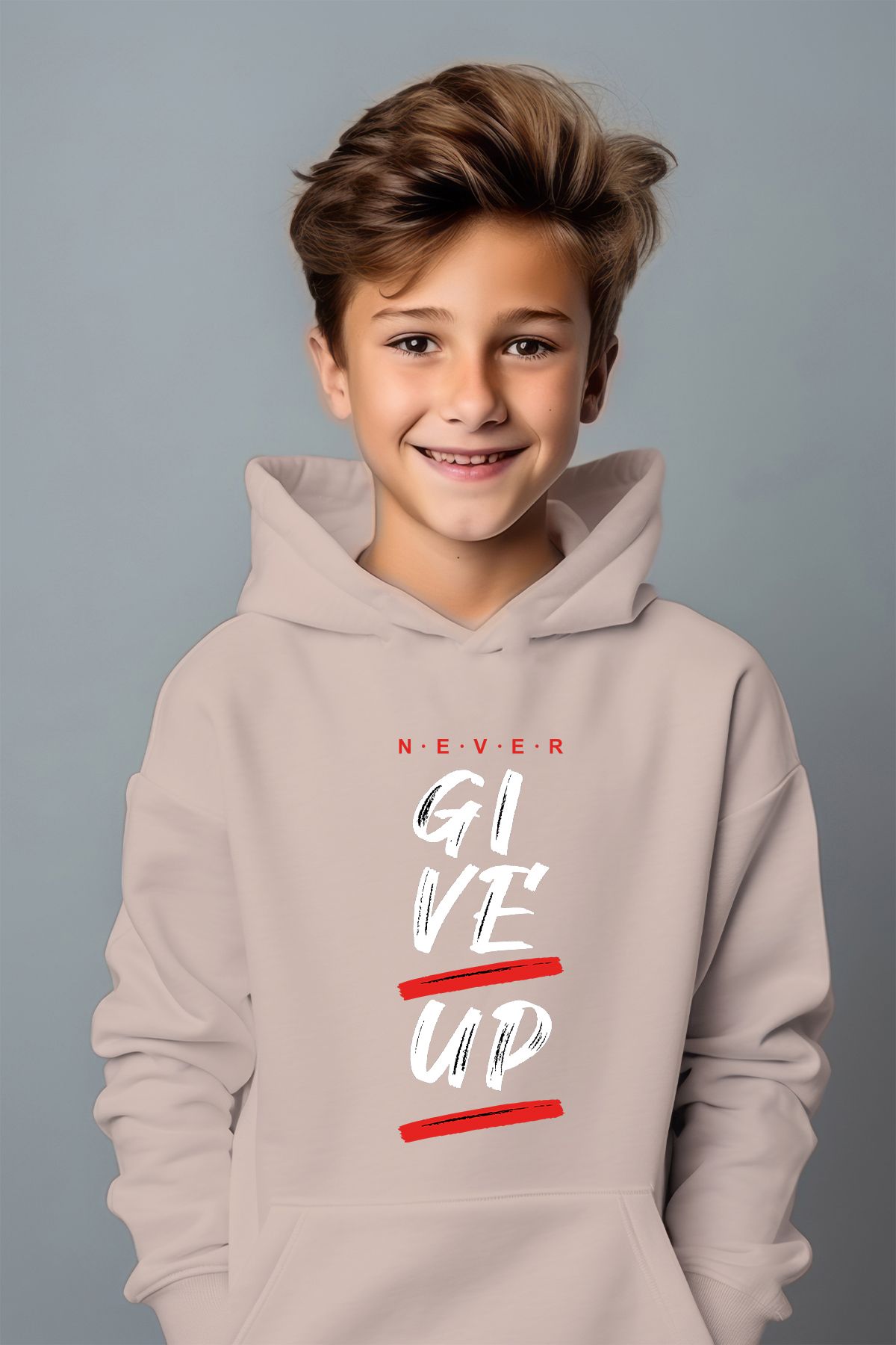ADA BEBEK ÇOCUK Erkek Çocuk White Give Up Baskılı Oversize Sweatshirt