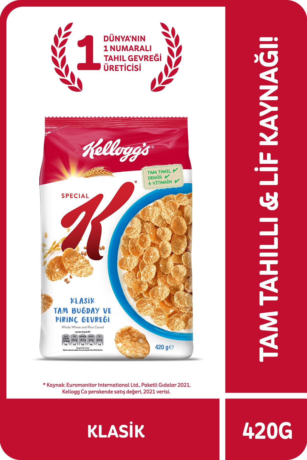 Kellogg's Special K Klasik Kahvaltılık Tam Buğday Ve Pirinç Gevreği 420 Gr,tam Tahıllı,lif Kaynağı